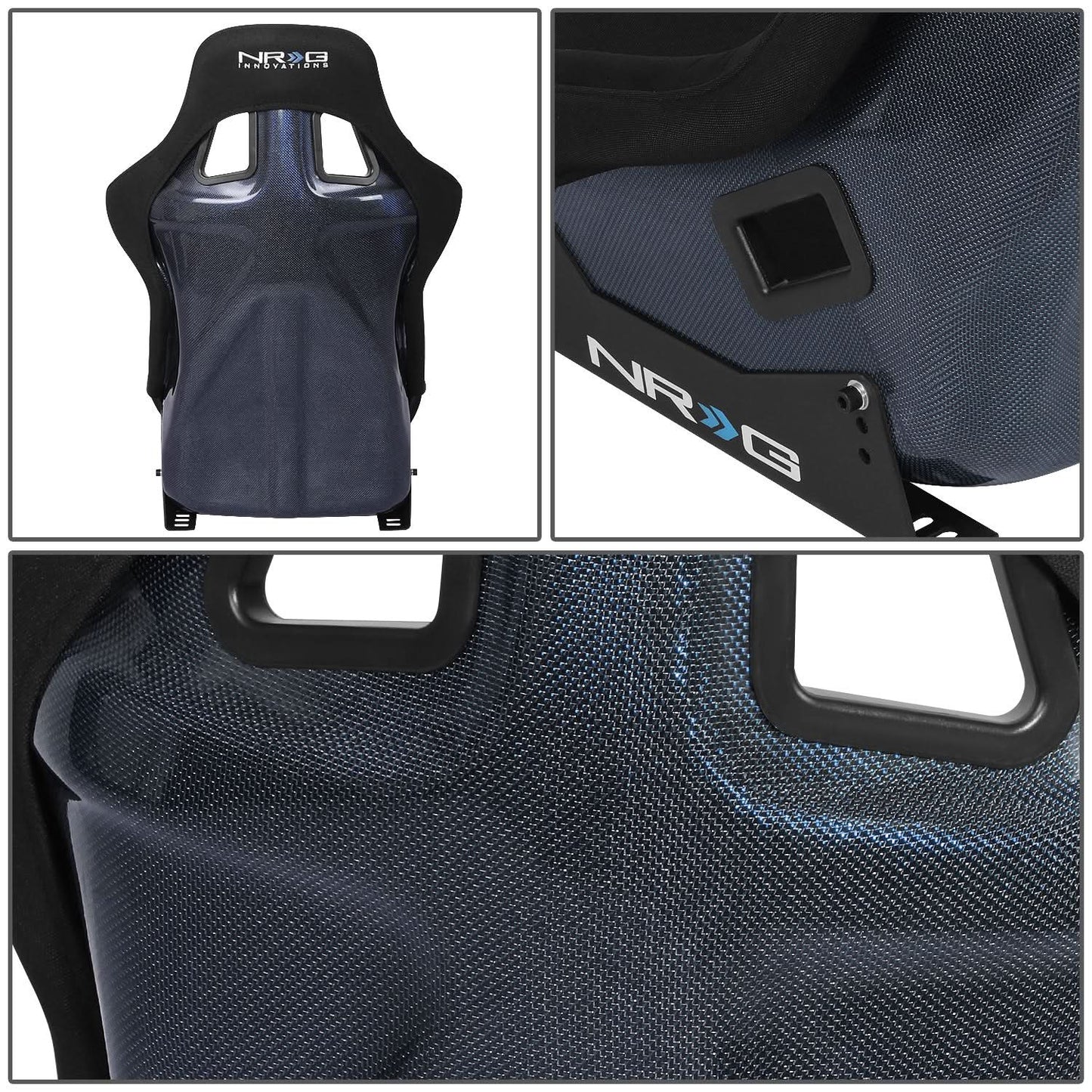 Universal NRG Black Fabric Blue Carbon Bucket Racing Seat Large