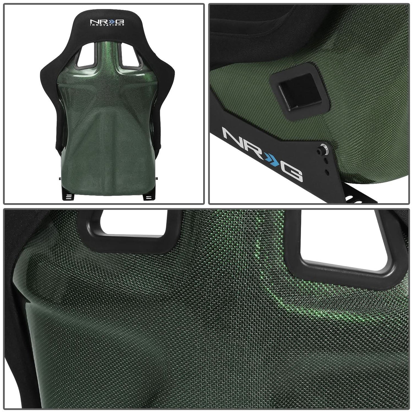 Bucket Racing Seat Large Fiberglass Carbon Fiber Black Green