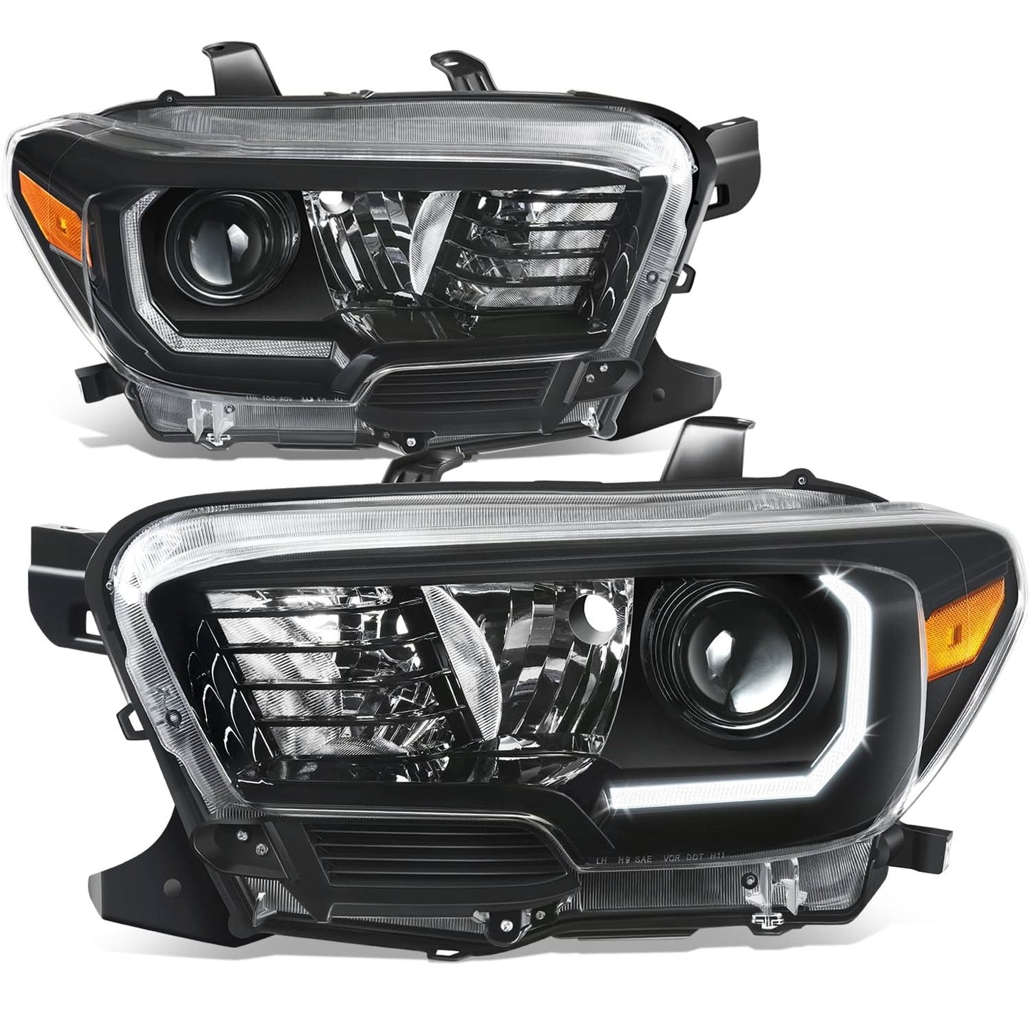 2016-2023 Toyota Tacoma OE Style LED DRL Headlights - Black Housing
