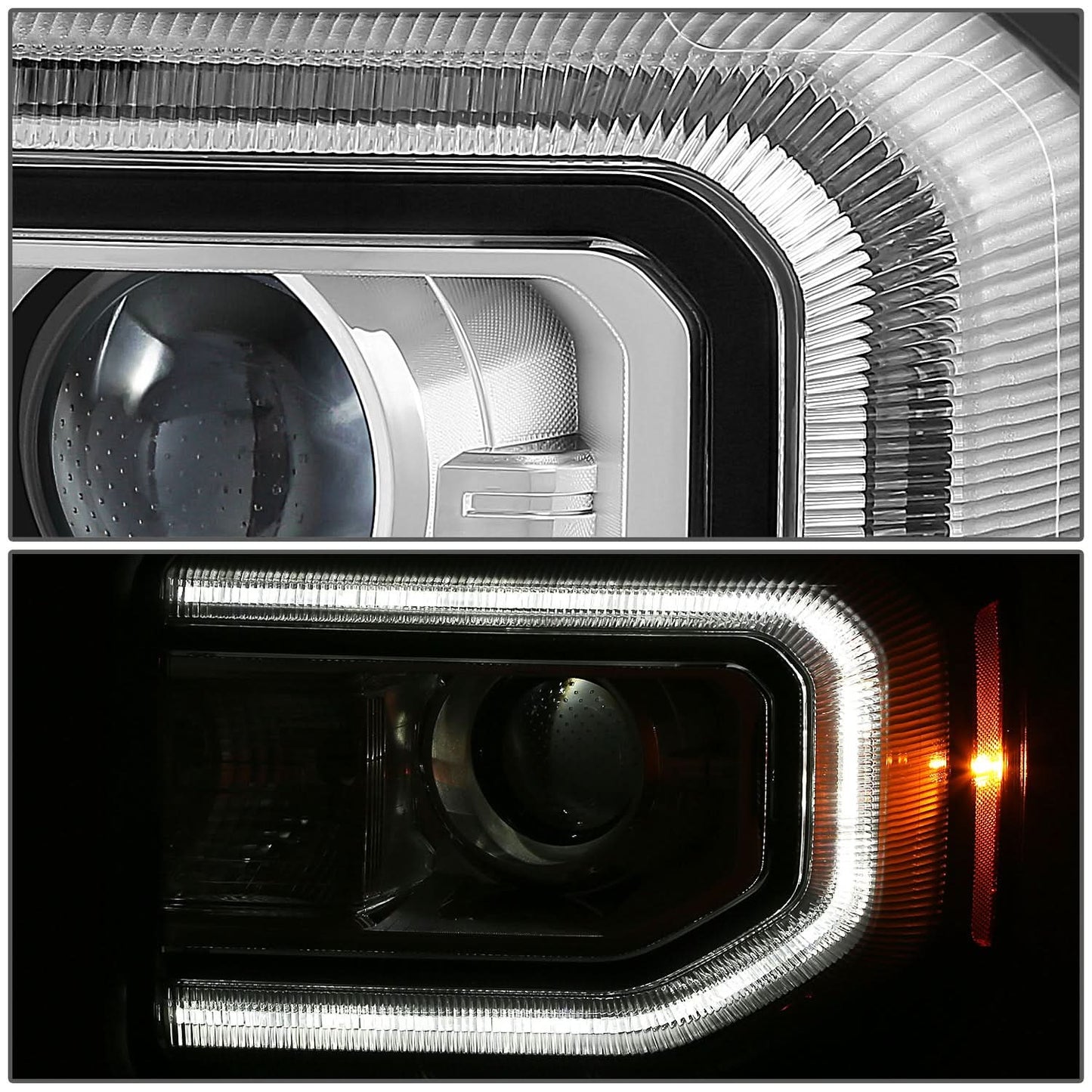 2016-2019 GMC Sierra 1500 OE Style HID DRL Headlights Black Housing