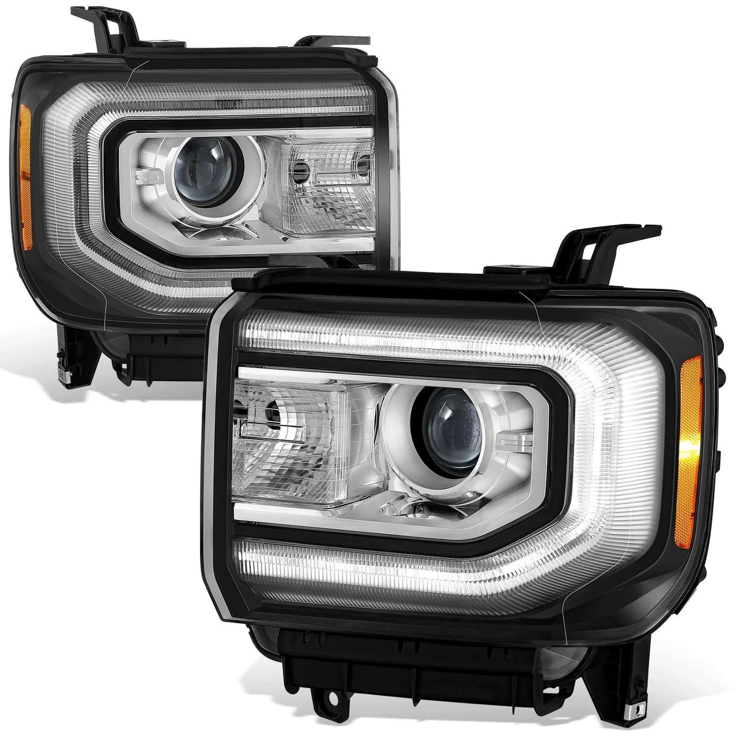 2016-2019 GMC Sierra 1500 OE Style HID DRL Headlights Black Housing