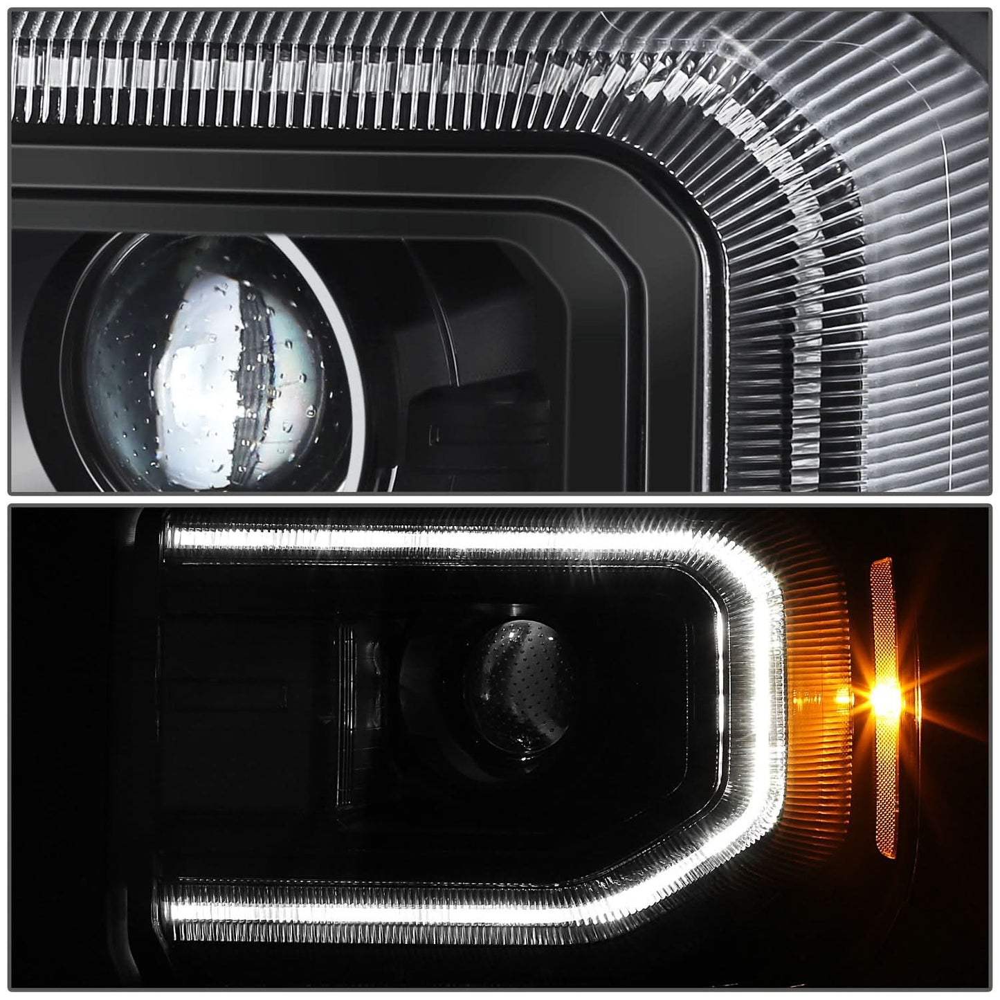 16-19 GMC Sierra 1500 OE Style HID DRL Headlights Black Housing