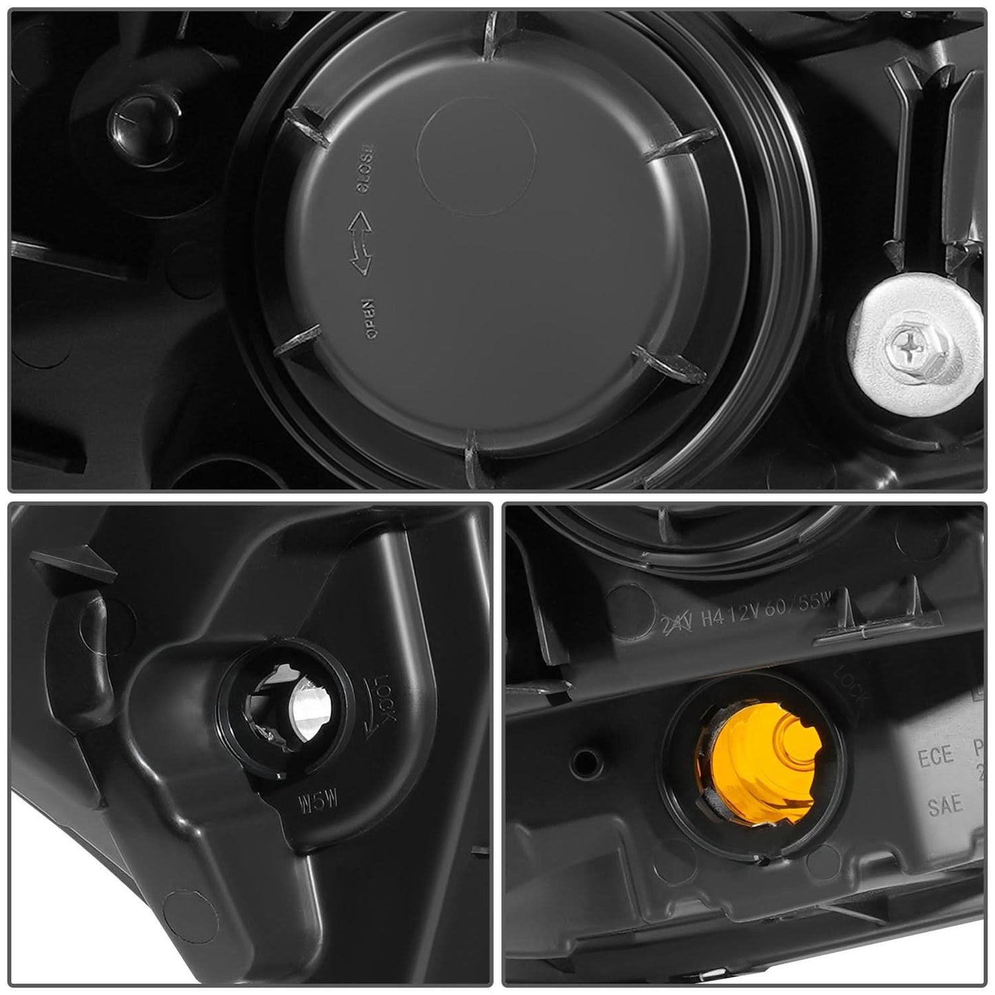 2010-2011 Kia Soul OE Style Headlights - Black Housing Clear Reflector