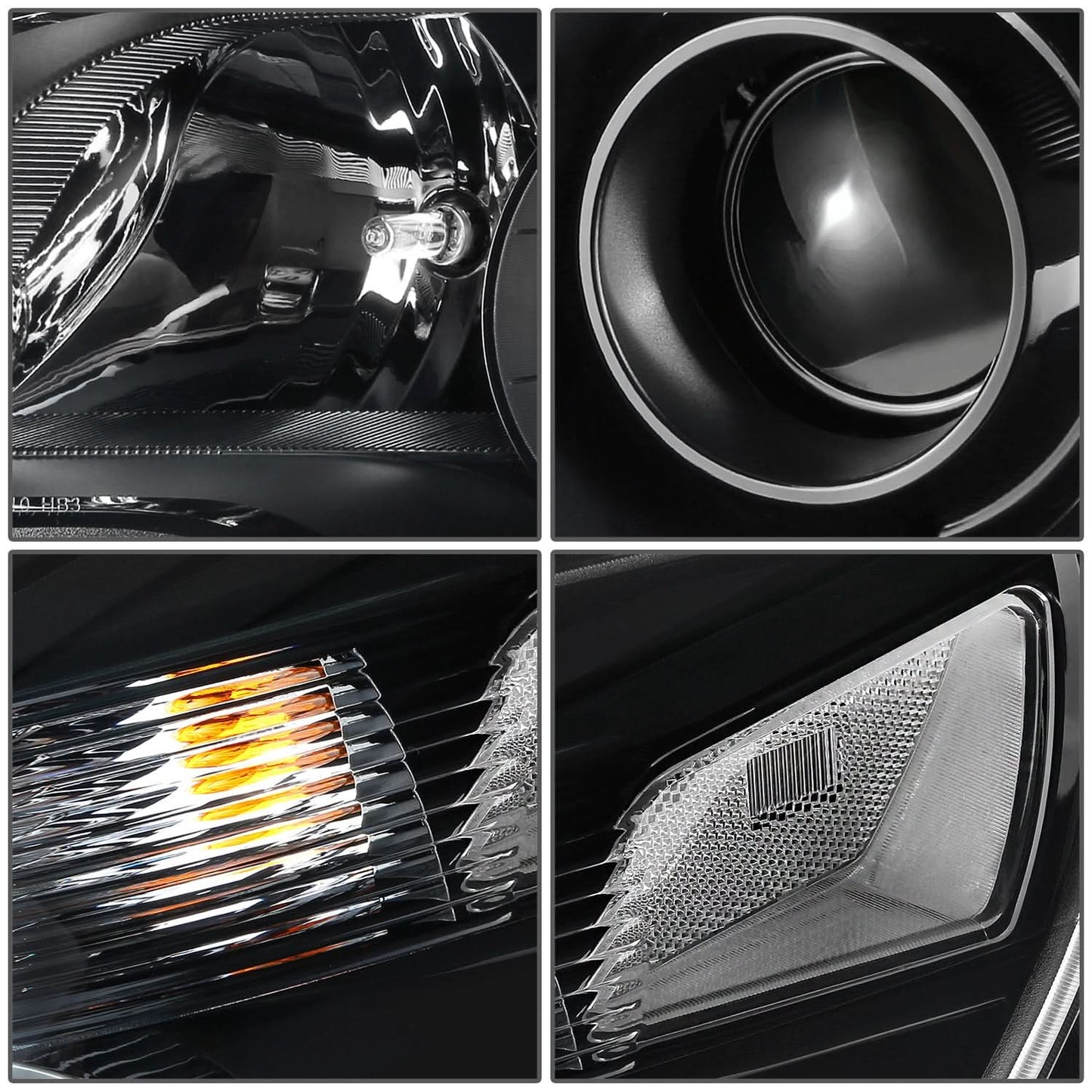 10-15 Chevrolet Equinox OE Style Projector Headlights Black Housing
