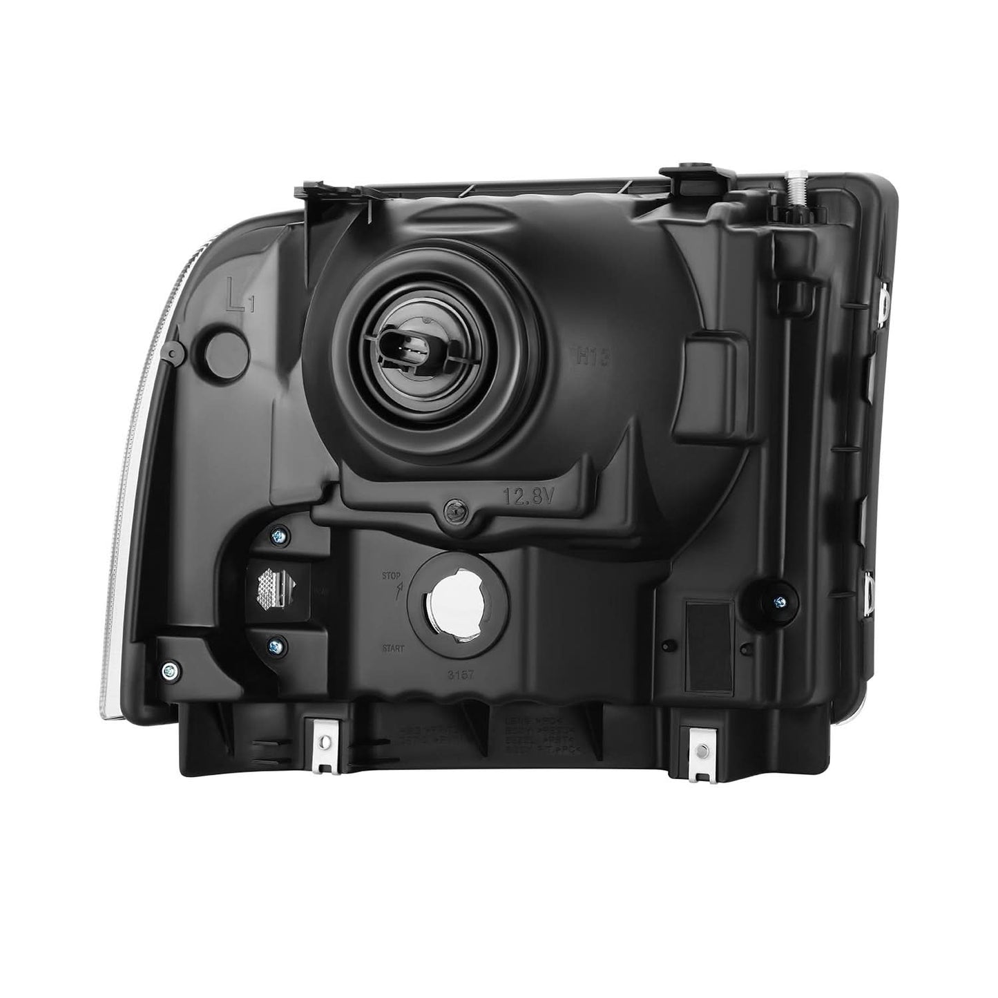 99-04 Ford Super Duty One Piece Headlights Black Housing Clear Lens