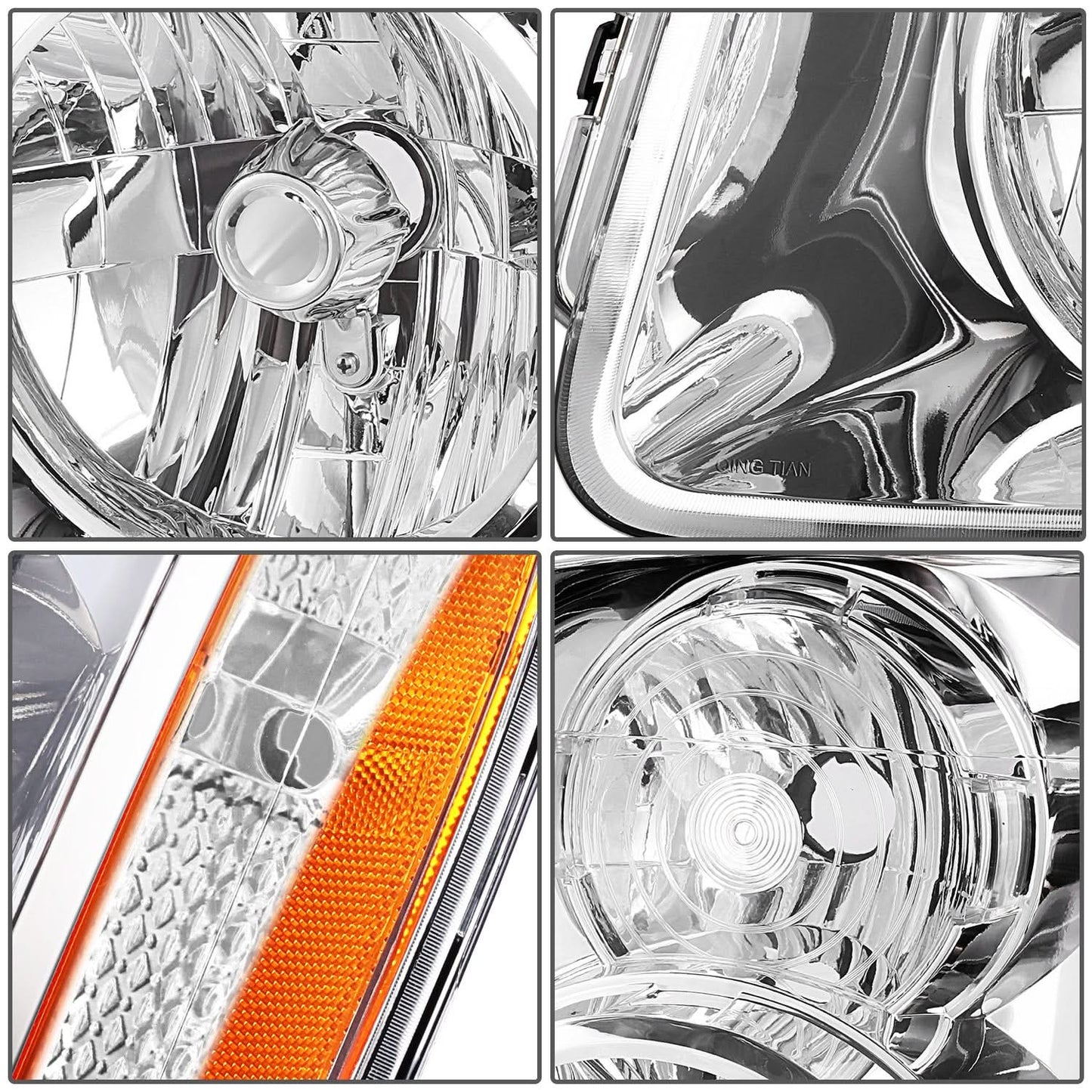 2007-2014 GMC Yukon Denali Chrome Amber Headlights H13 Bulbs