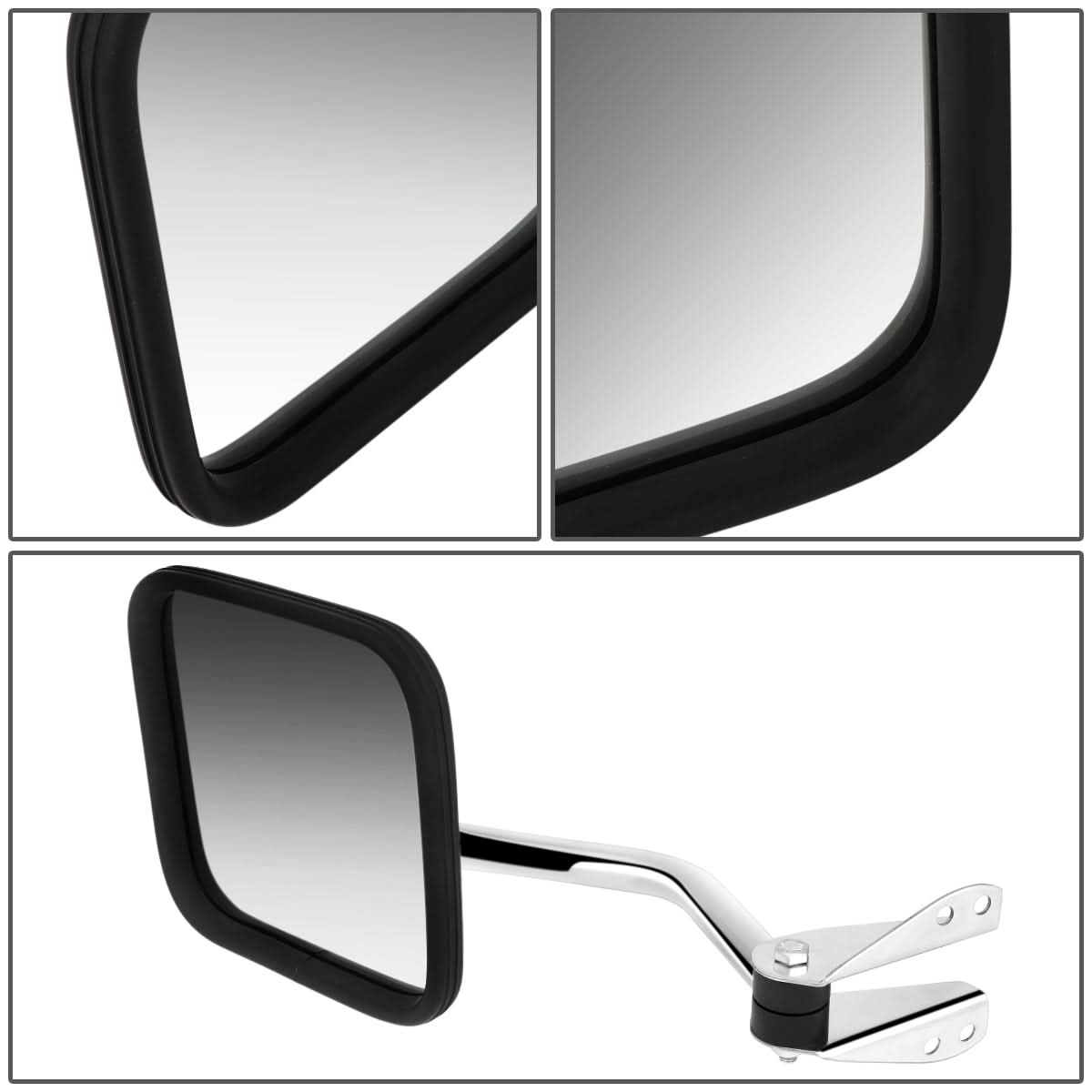 60-86 Jeep CJ Manual Folding Side Mirror - Chrome Left