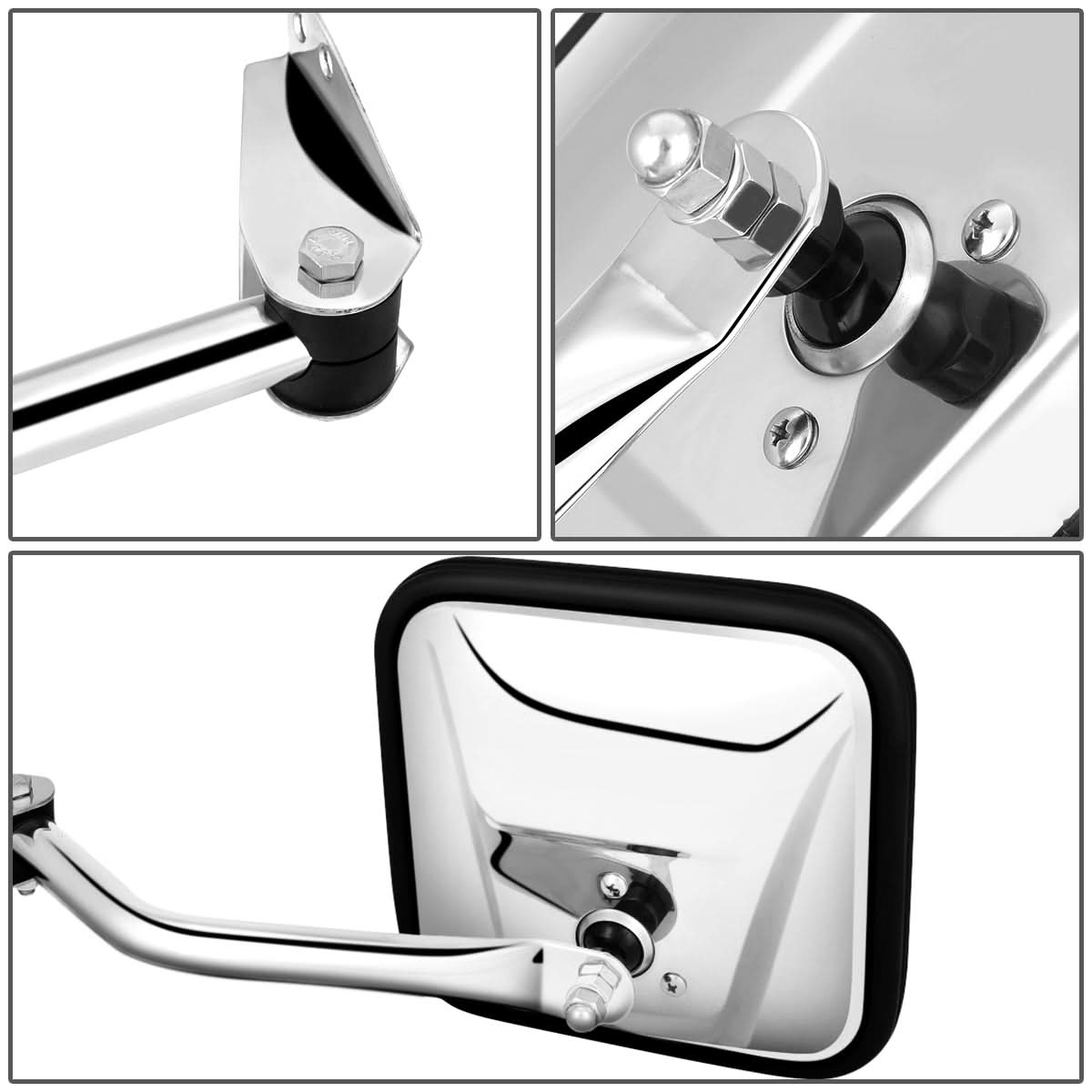 60-86 Jeep CJ Manual Folding Side Mirror - Chrome Left