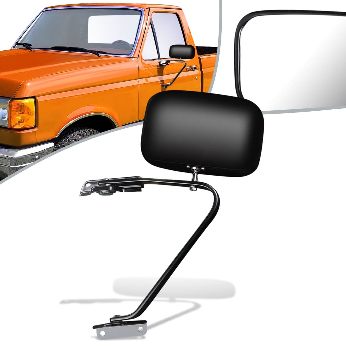 87-91 Ford F-150 Manual Side Mirror - Black