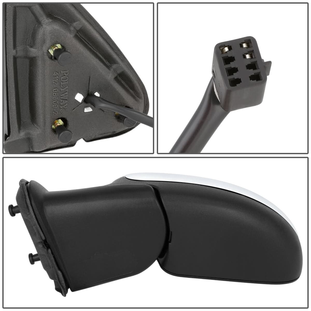99-02 Chevy Silverado GMC Sierra Powered Side Mirror - Black Left