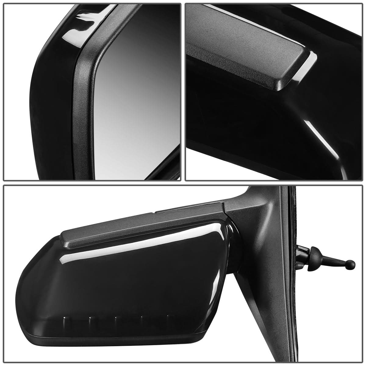 2012-2013 Kia Soul Manual Side Mirror - Textured Black Left