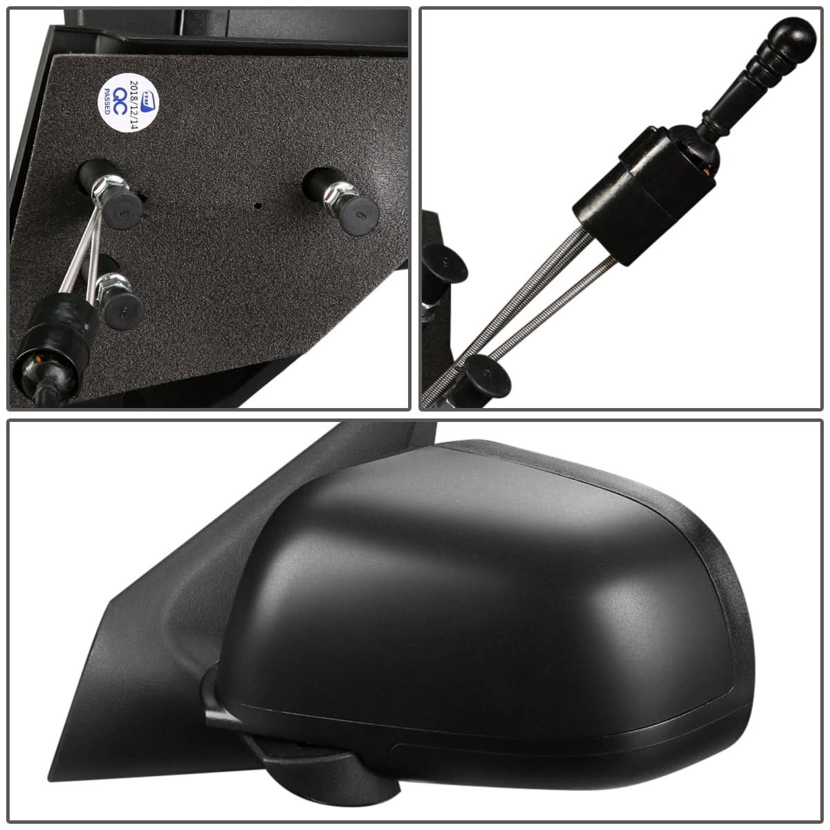 2012-2015 Nissan Versa OEM Manual Side Mirror - Textured Black Left