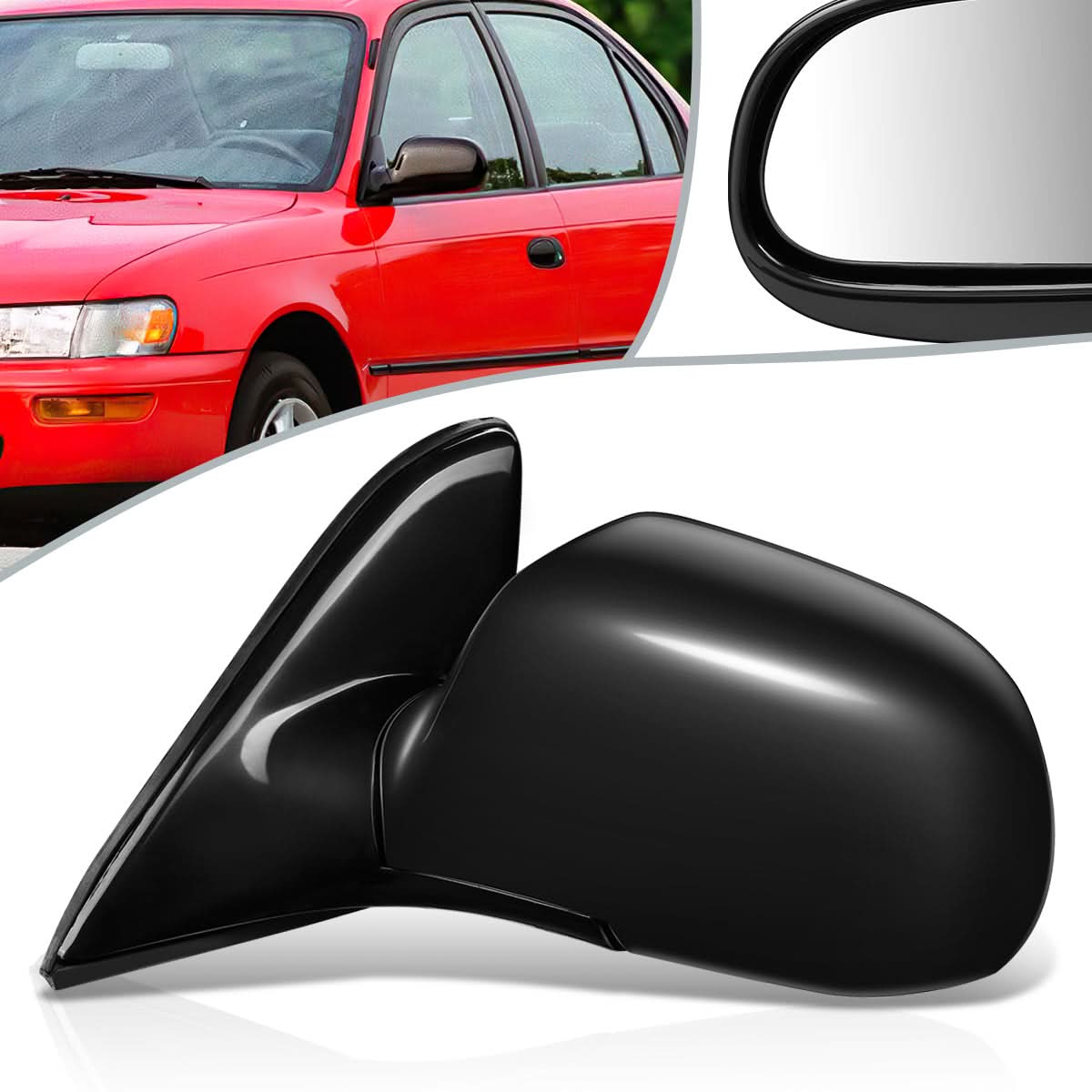 93-97 Toyota Corolla OEM Style Manual Folding Side Mirror Left