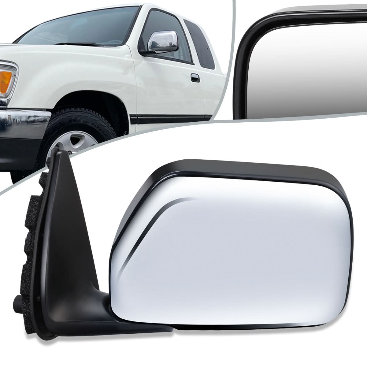 93-98 Toyota T100 OEM Style Powered Folding Mirror - Chrome Left
