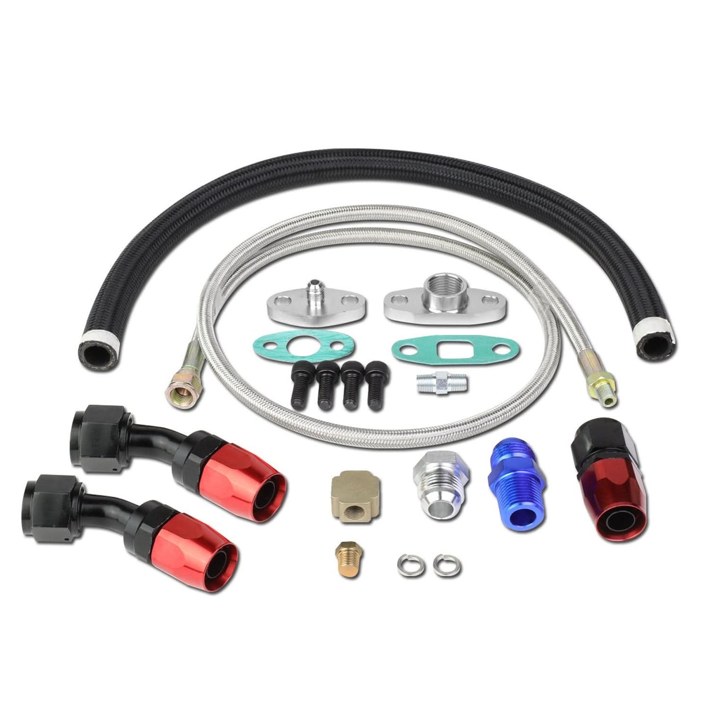 Universal Oil Feed Lines Kit - 40" Stainless Steel w/ 10AN Return