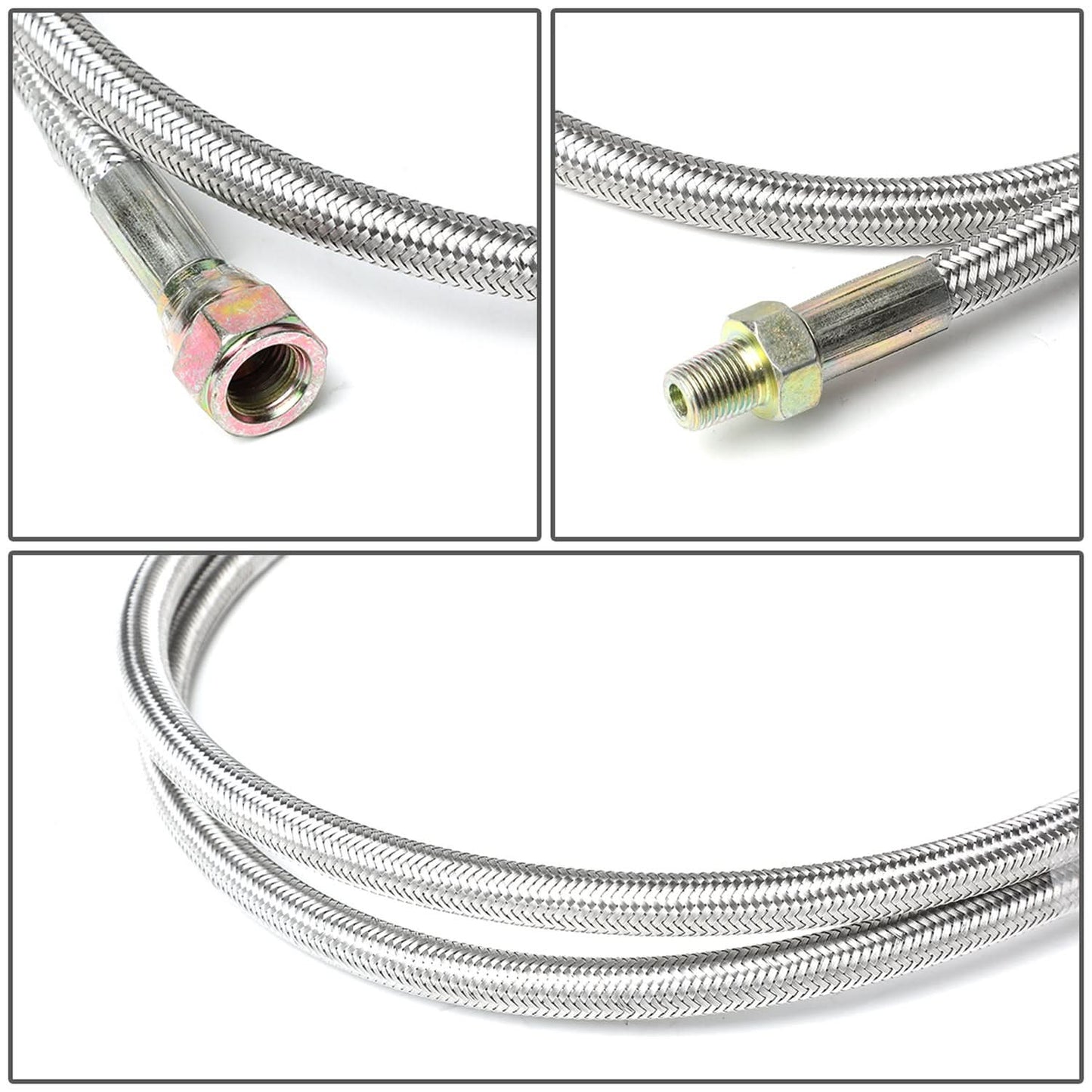 Oil Feed Lines Kit Stainless Steel 40" with 10AN Return Drain Line