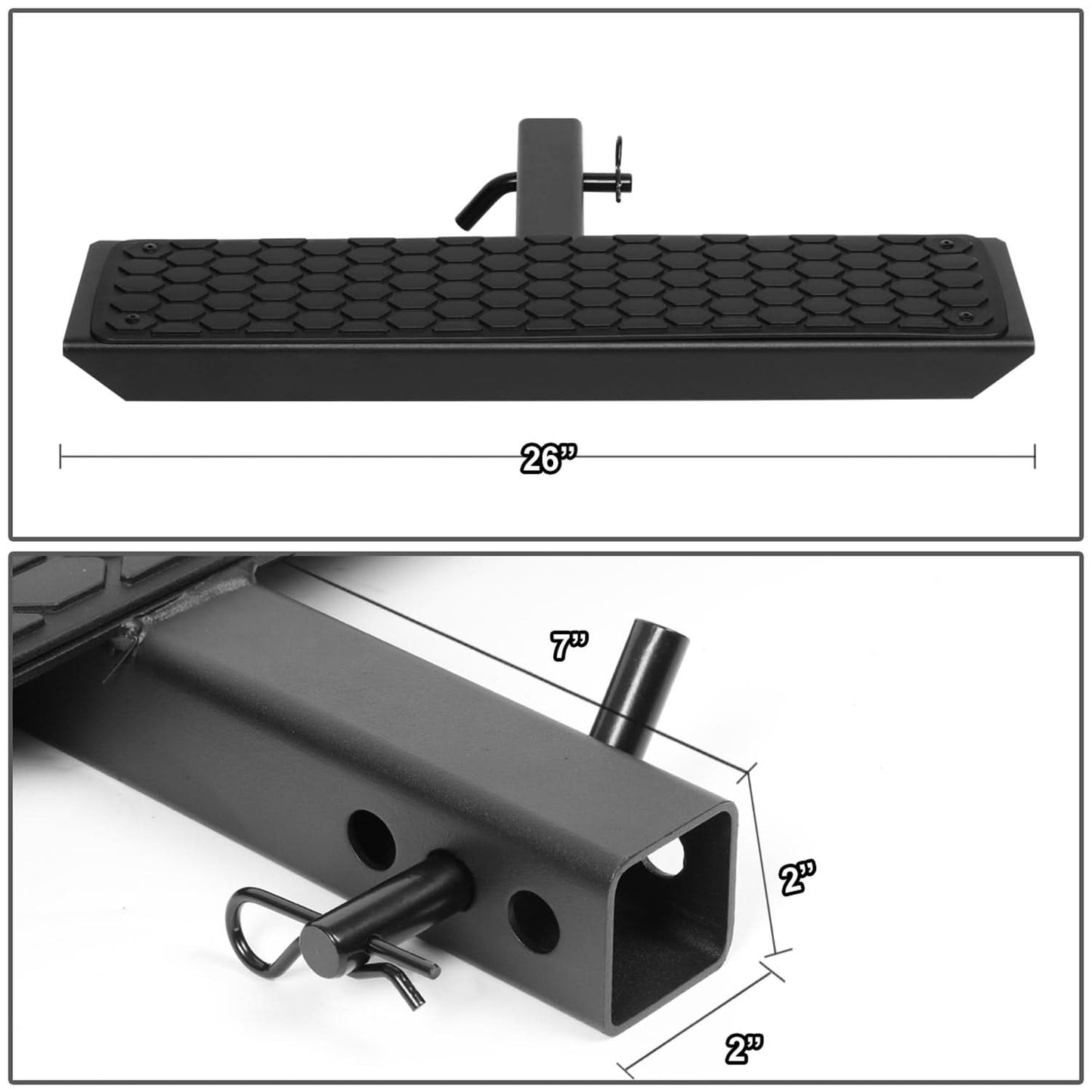 Universal Trailer Hitch Step Bar 26" x 5" - Fits 2" Receivers