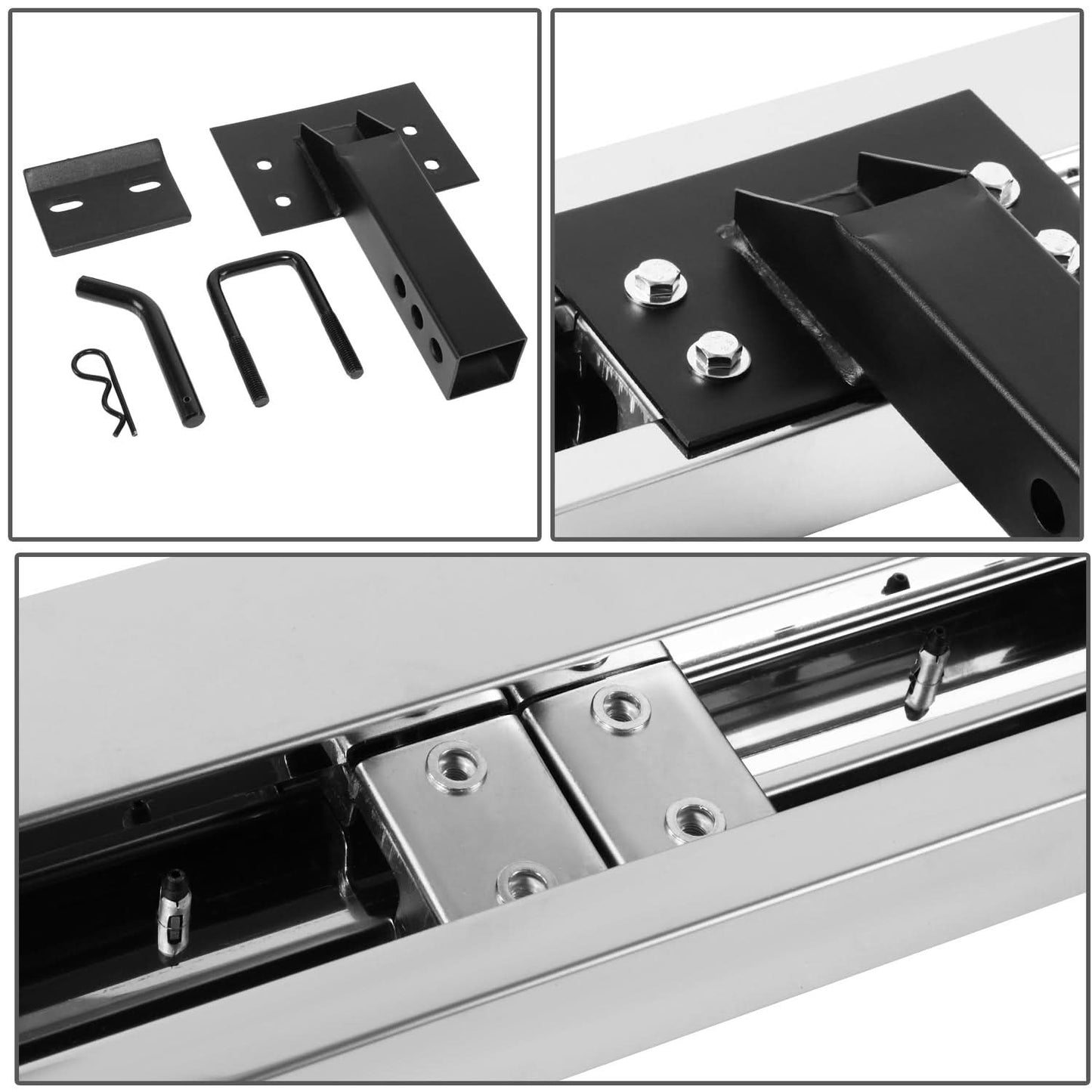 35" Stainless Steel Hitch Step - Chrome/Red - 2" Receiver