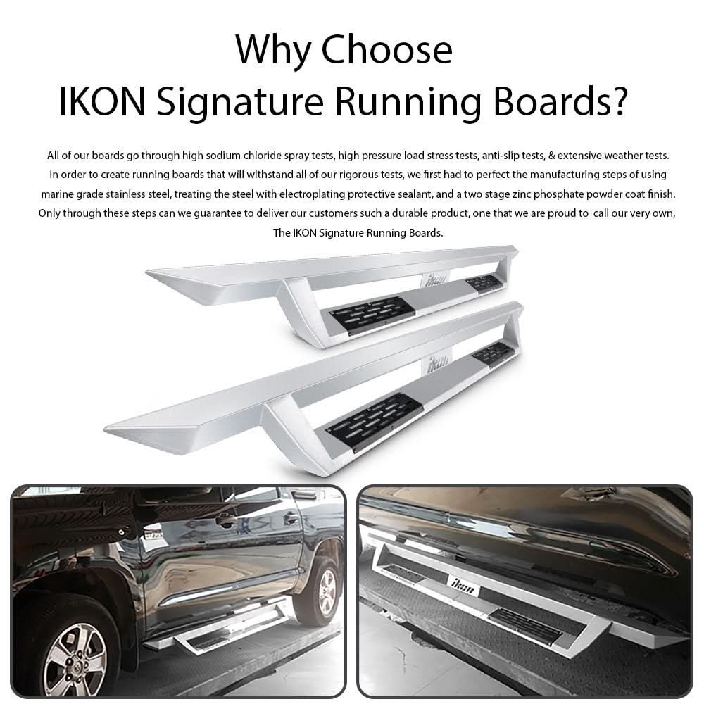 2007-2018 Chevy Silverado Sierra IKON V1 Silver Running Board Steel