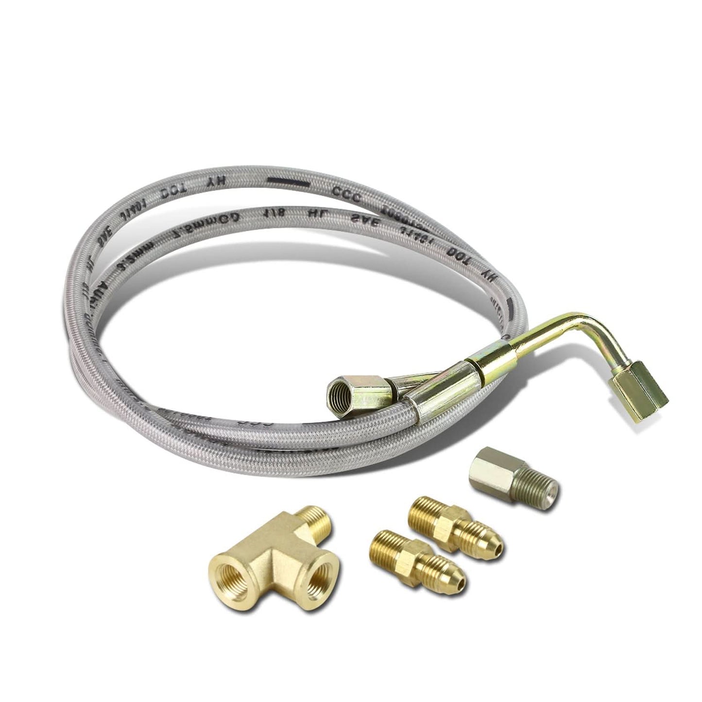 Type 1 Style Oil Feed Line Kit - 90 Degree Hose - 4AN