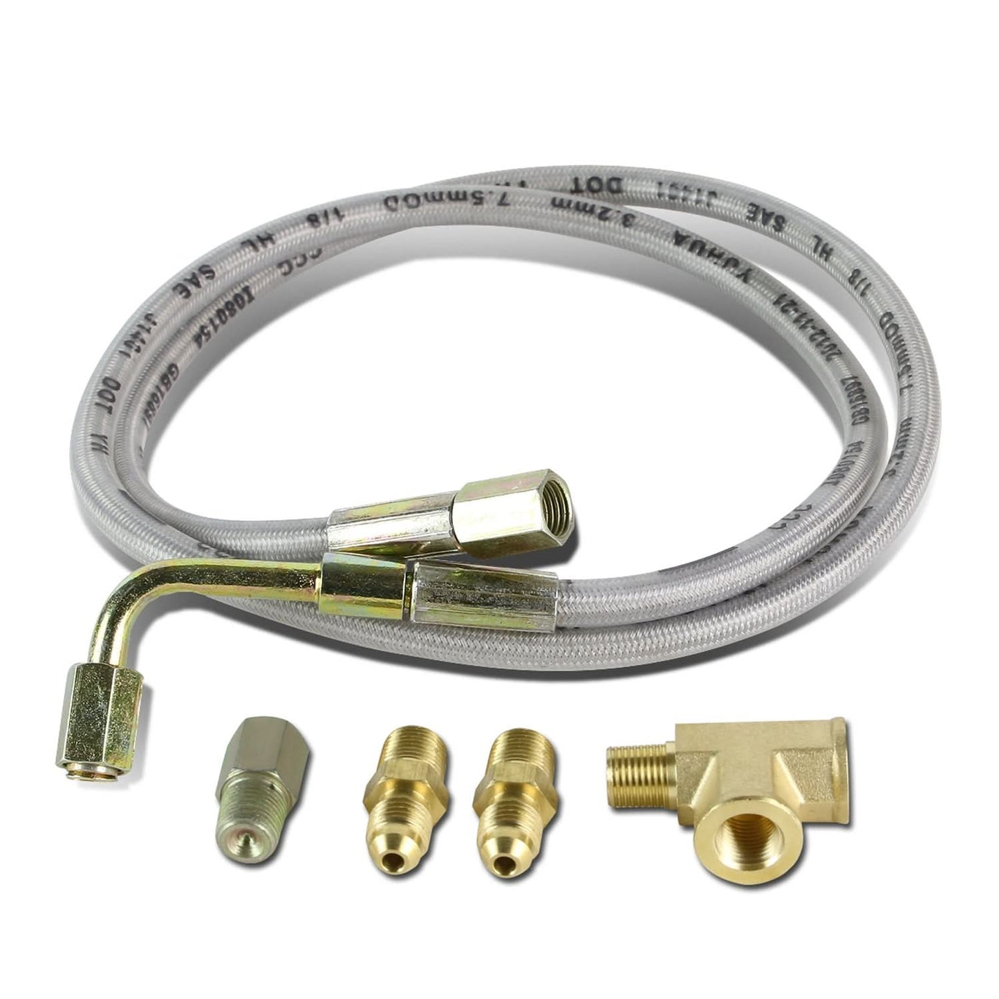 Type 1 Style Oil Feed Line Kit - 90 Degree Hose - 4AN