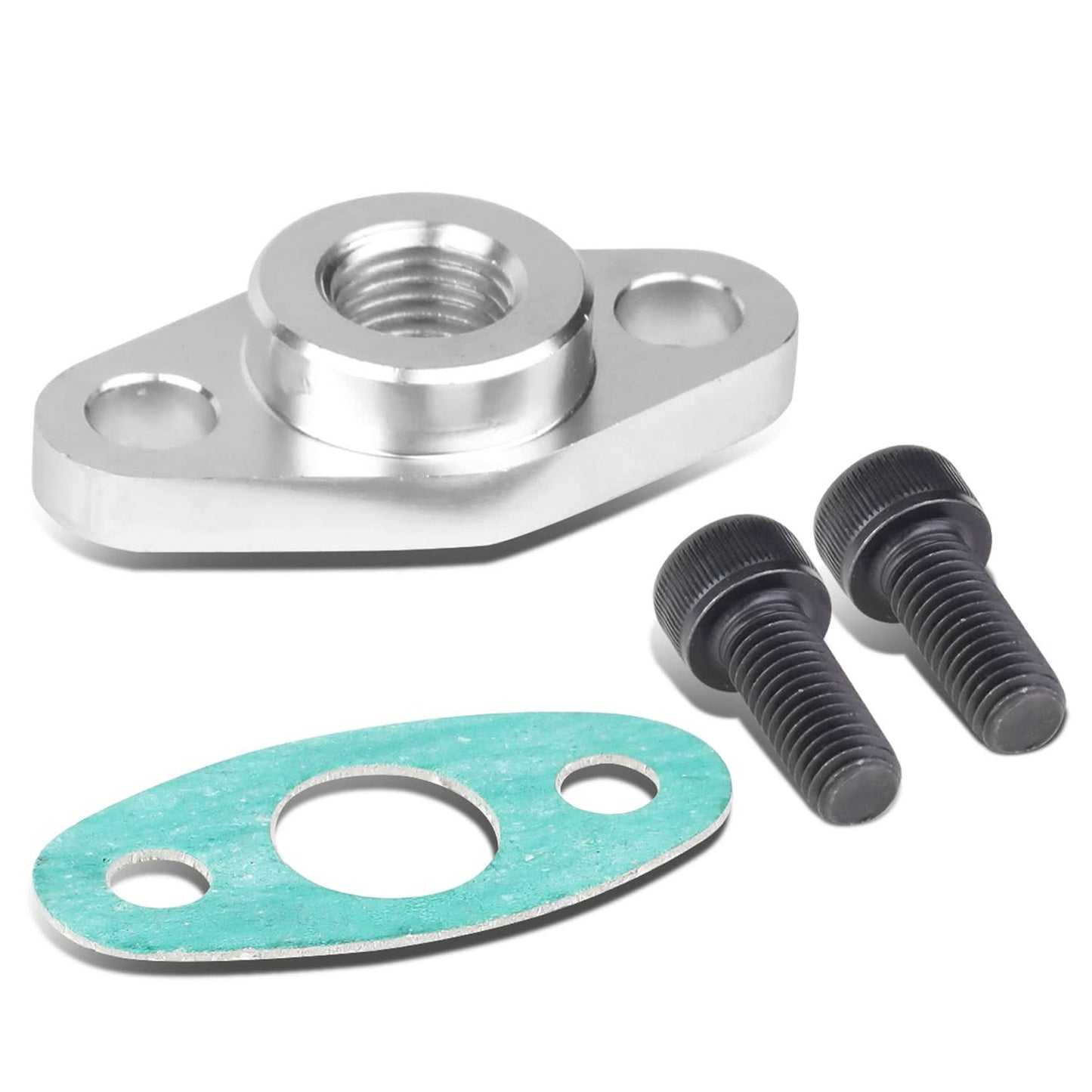 Oil Feed Line Flange with Gasket and Bolts - 4AN
