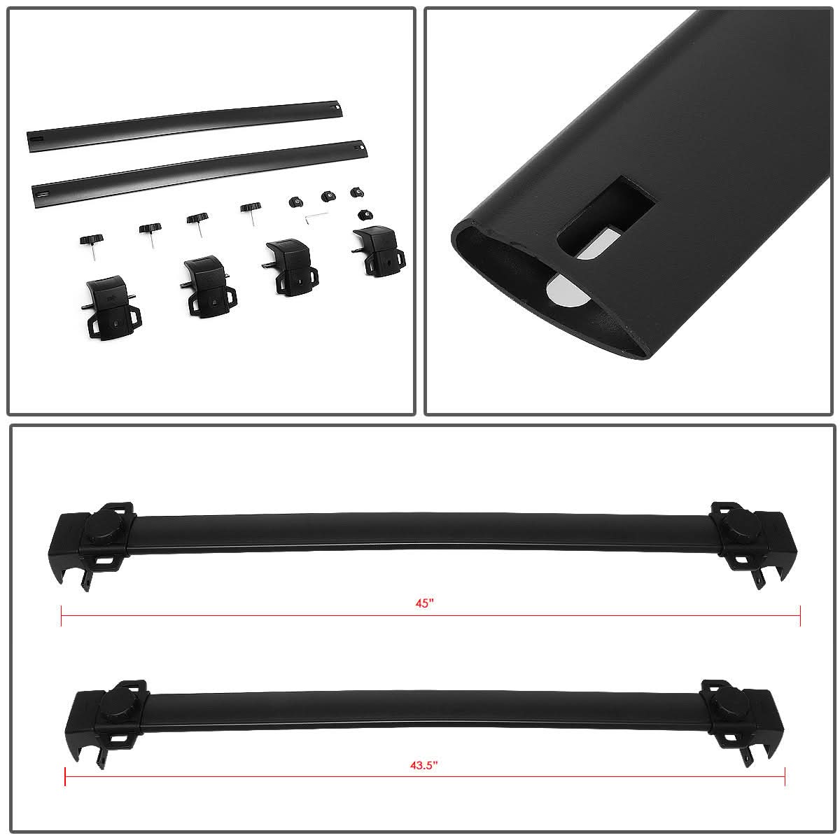 2017-2021 Jeep Compass Roof Rack Cross Bars Black