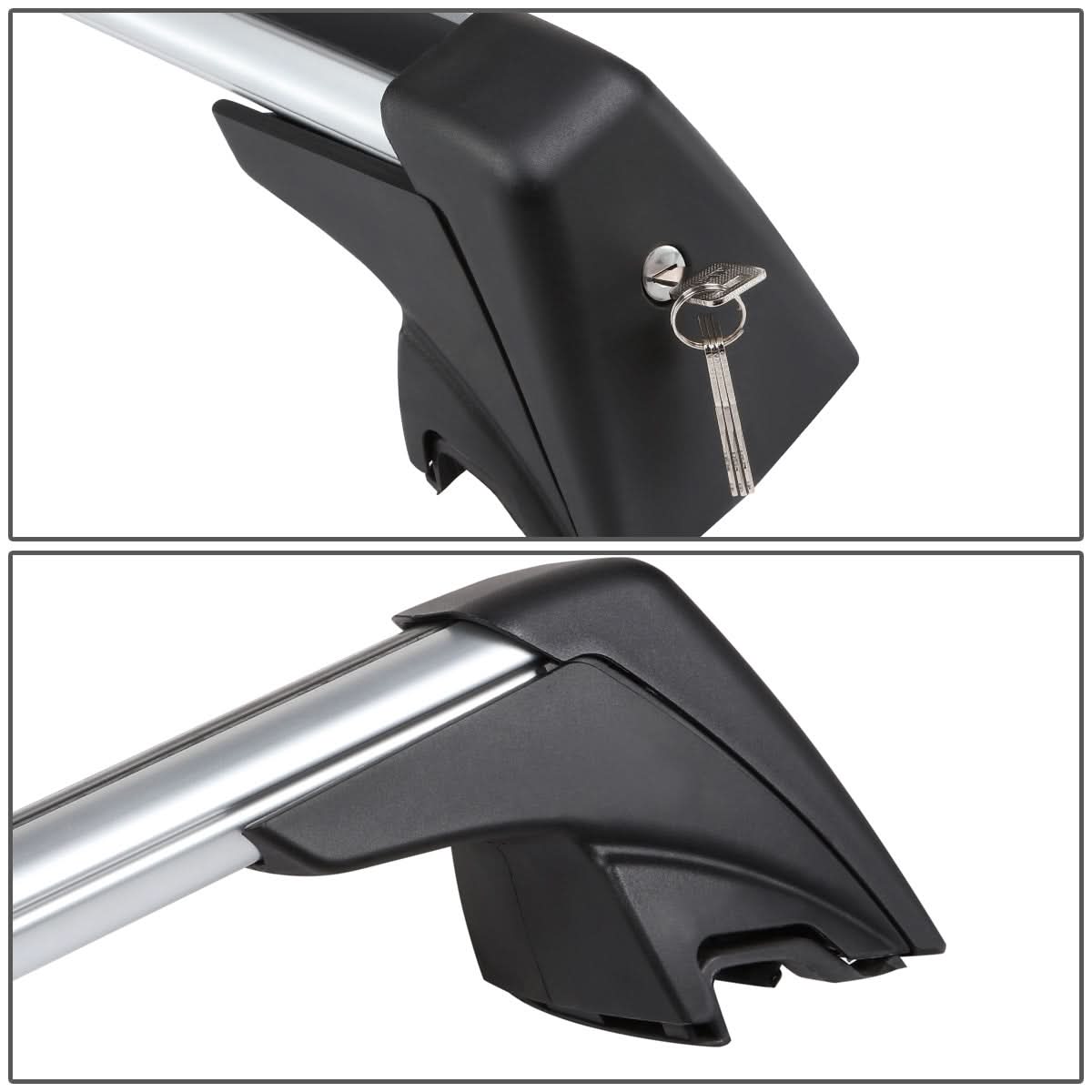 09-15 BMW X1 Roof Rack Cross Bars w/ Lock & Key - Black/Silver