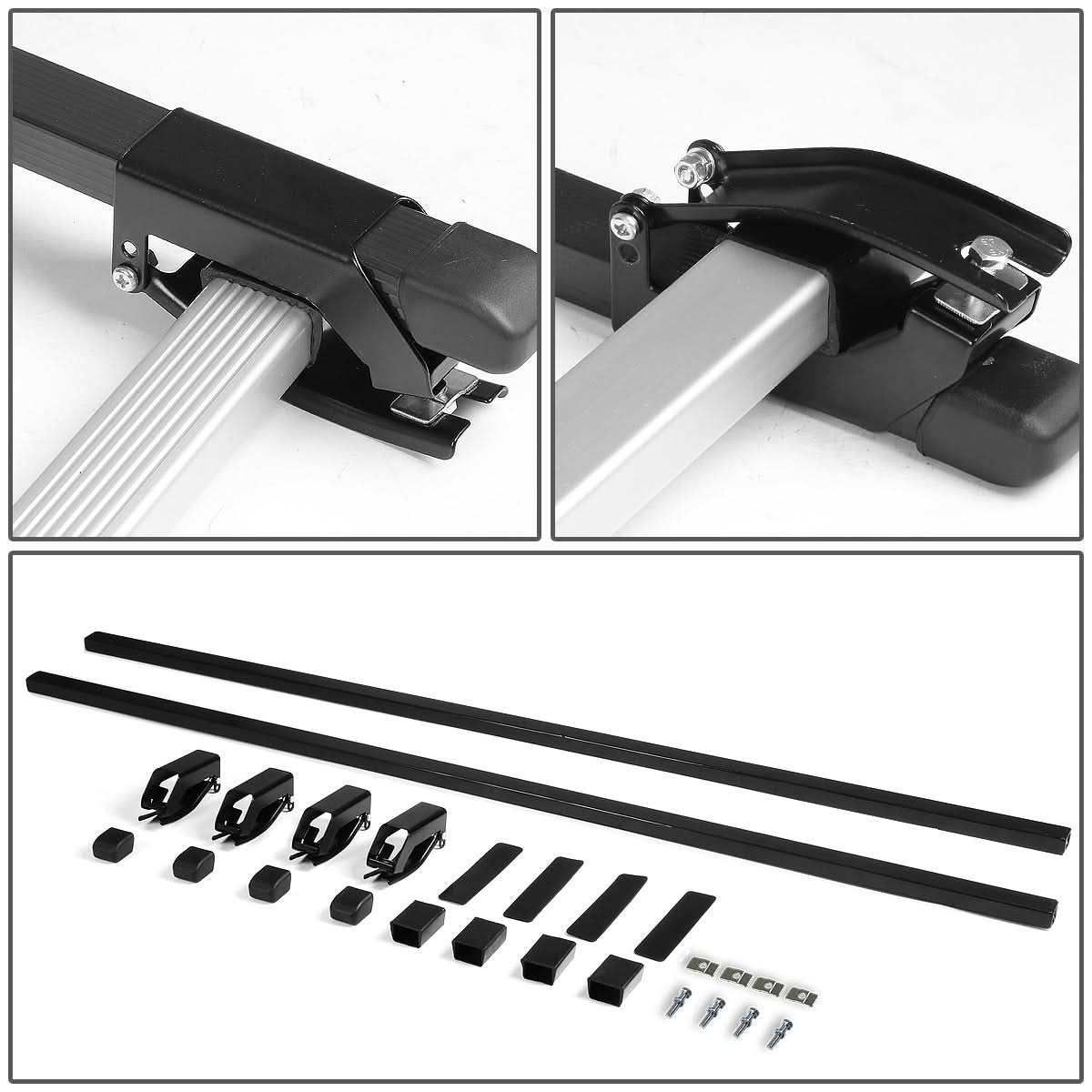 Universal 54" Black Aluminum Square Roof Rack Crossbar