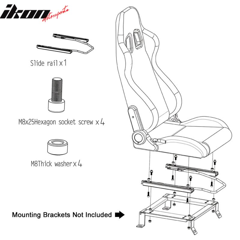 Universal Racing Seat Dual Slider PU Carbon Leather