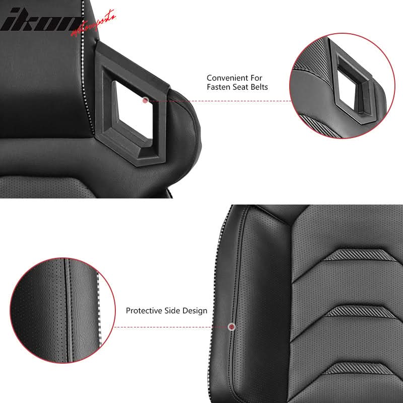 Universal Racing Seat Dual Slider PU Carbon Leather
