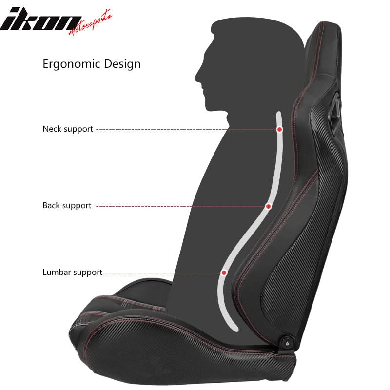 Universal Plaid Racing Seat Dual with Sliders PU Carbon Leather