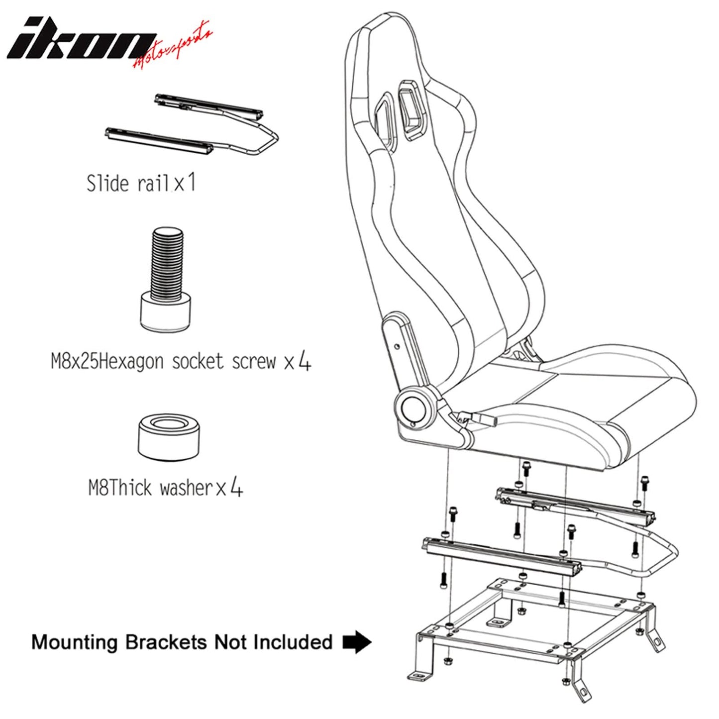 Universal X2 Reclinable Honeycomb Racing Seat + Dual Slider PU Leather