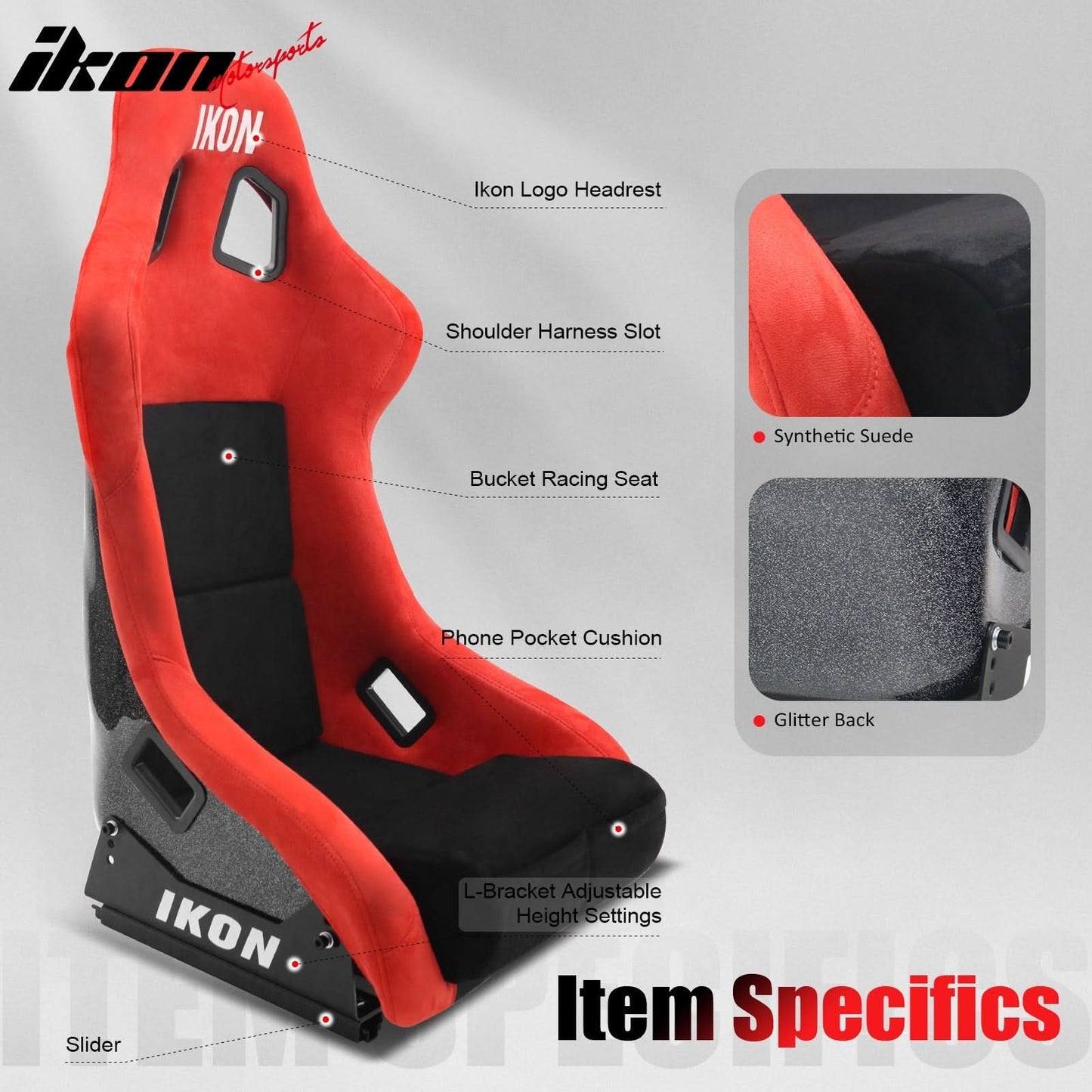 Universal Racing Bucket Seats W/4 Point 3" Belt Harness Grey