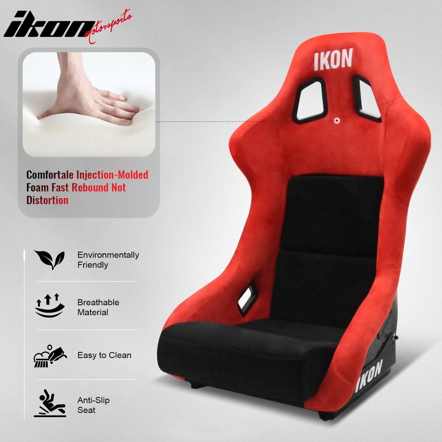 Universal Adjustable Bucket Racing Seats W/4 Point 2" Belt Harness Red