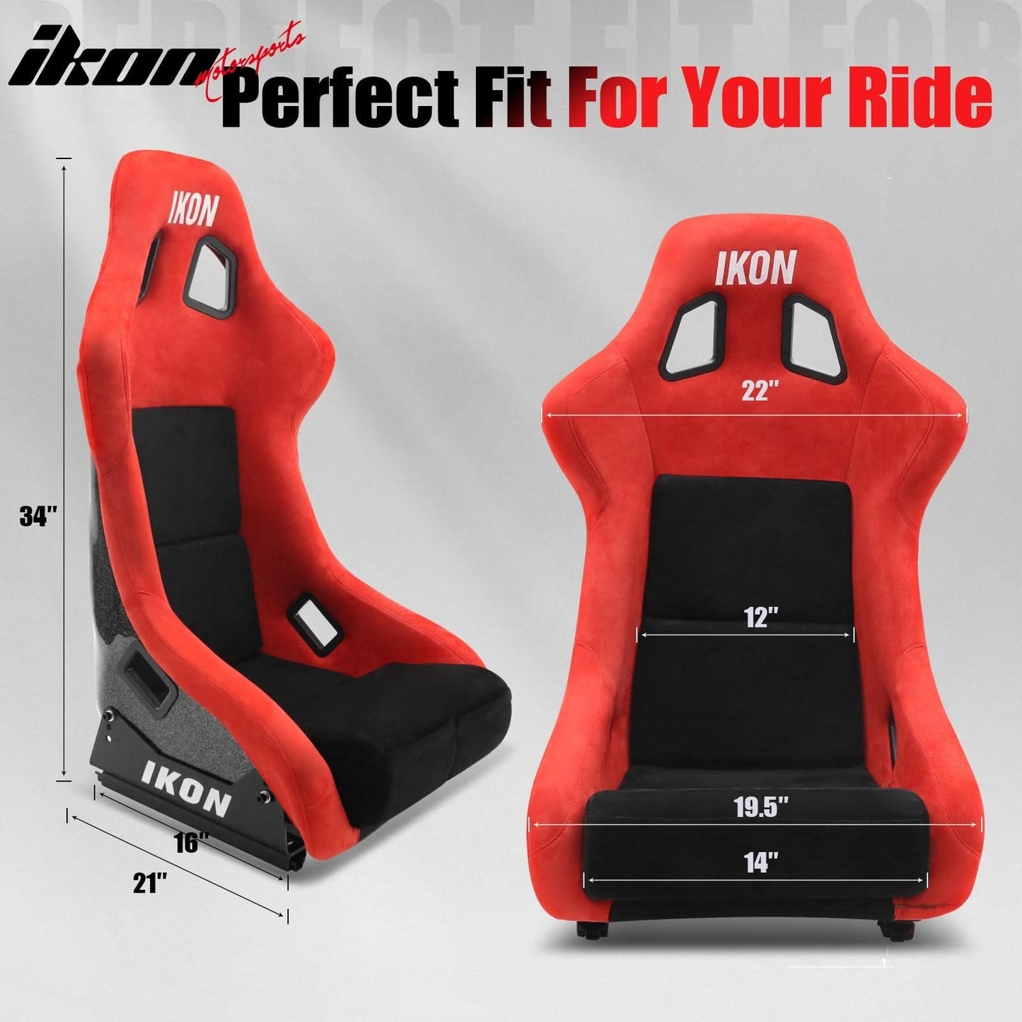 Universal Racing Bucket Seats W/ 4 Point 2" Belt Harness Black