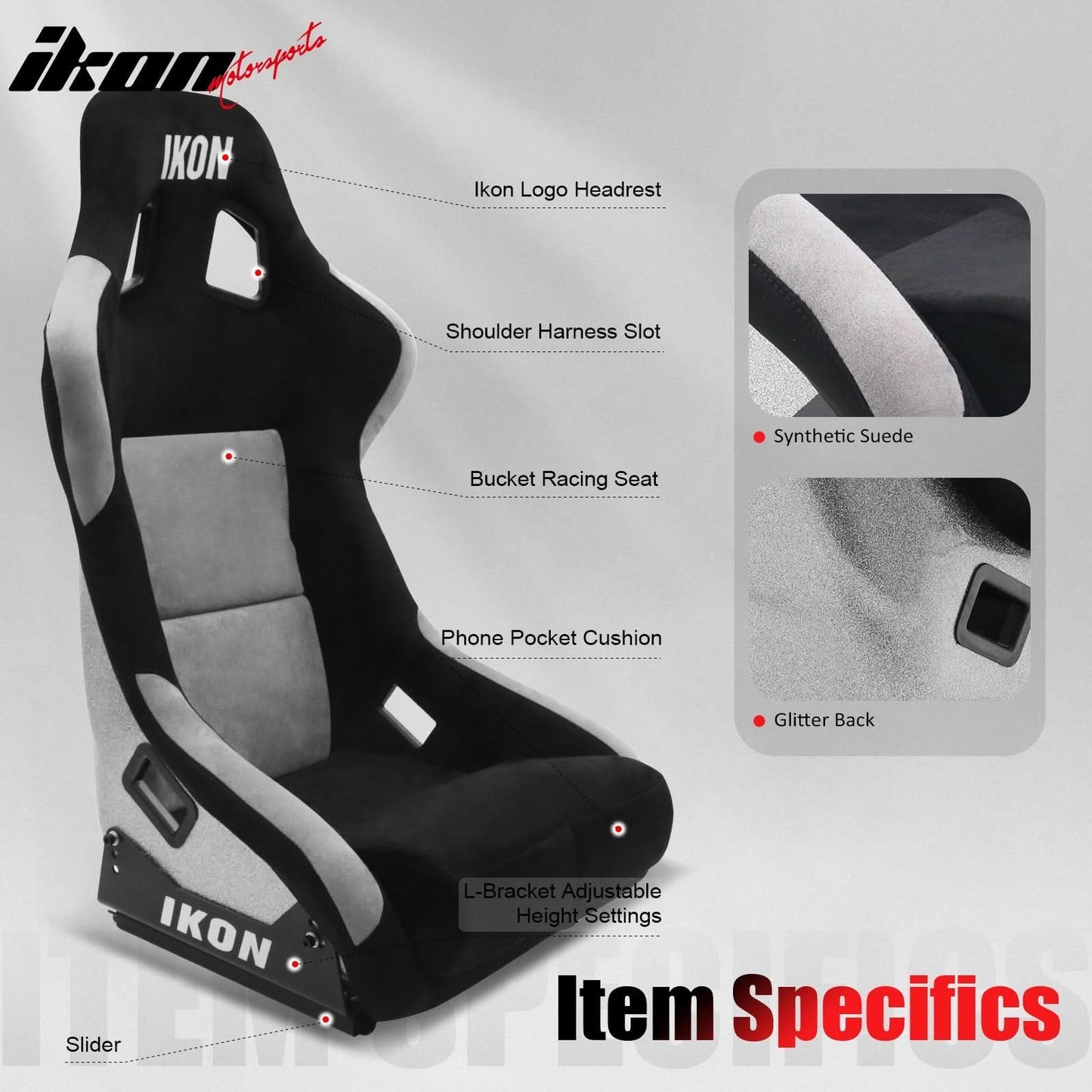 Universal Racing Bucket Seats W/ Slider 4 Point 3" Belt Harness Red