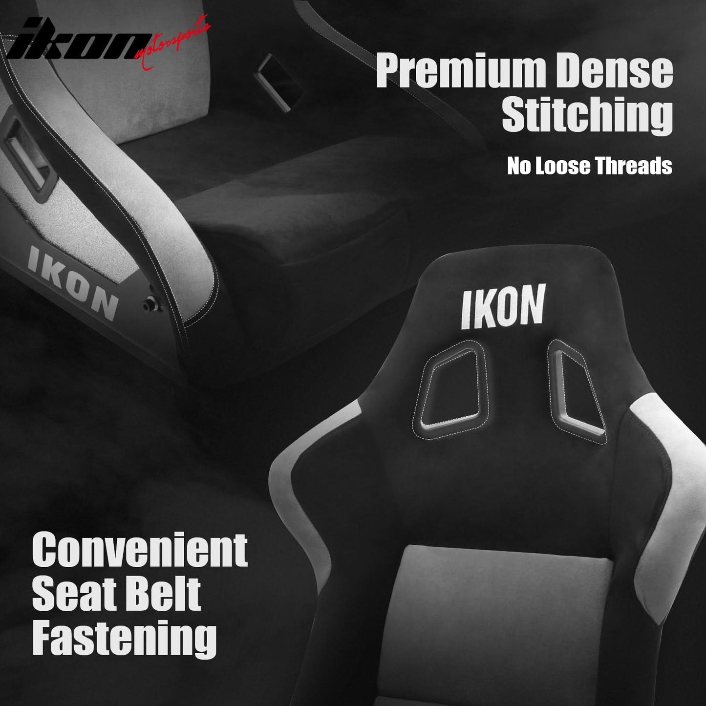 Universal Racing Bucket Seats Slider Suede Left+ Right Silver Black