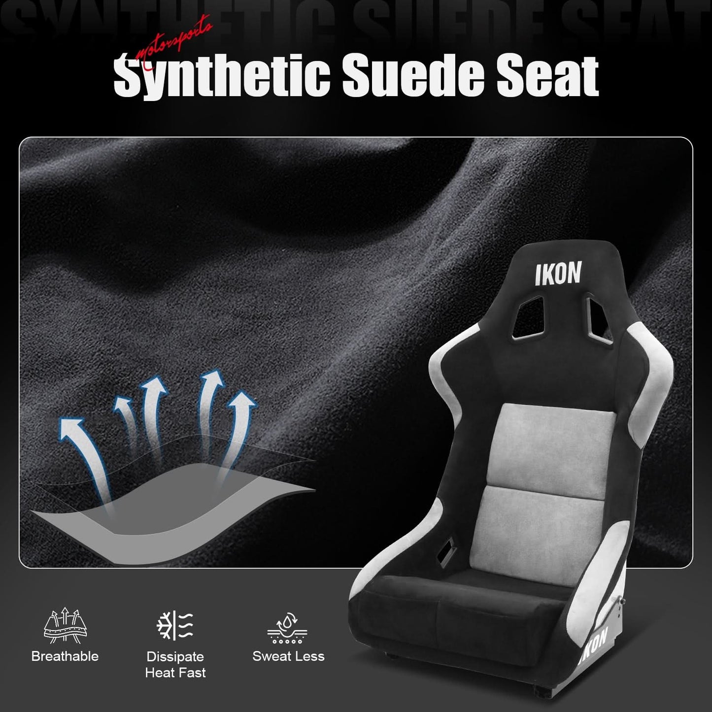 Universal Racing Bucket Seats Slider Suede Left+ Right Silver Black