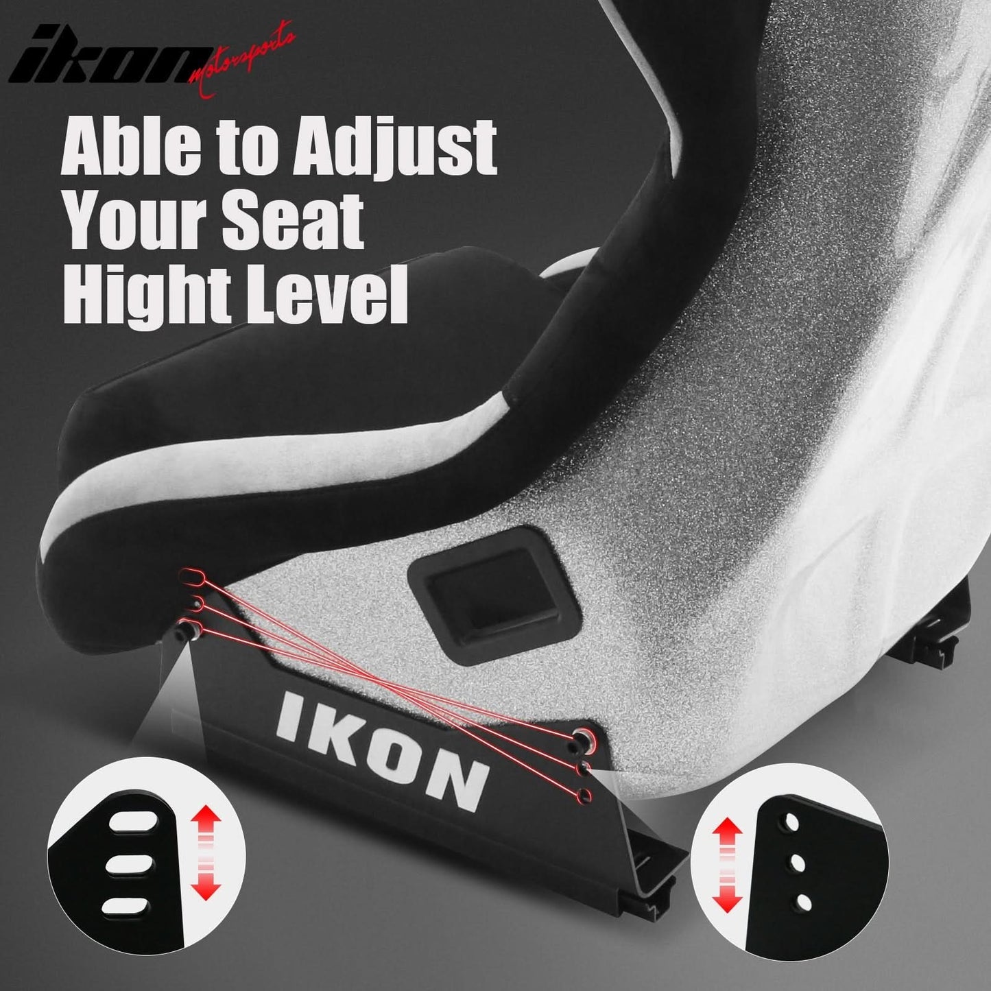 Universal Racing Bucket Seats W/ Slider 4 Point 3" Belt Harness Gray