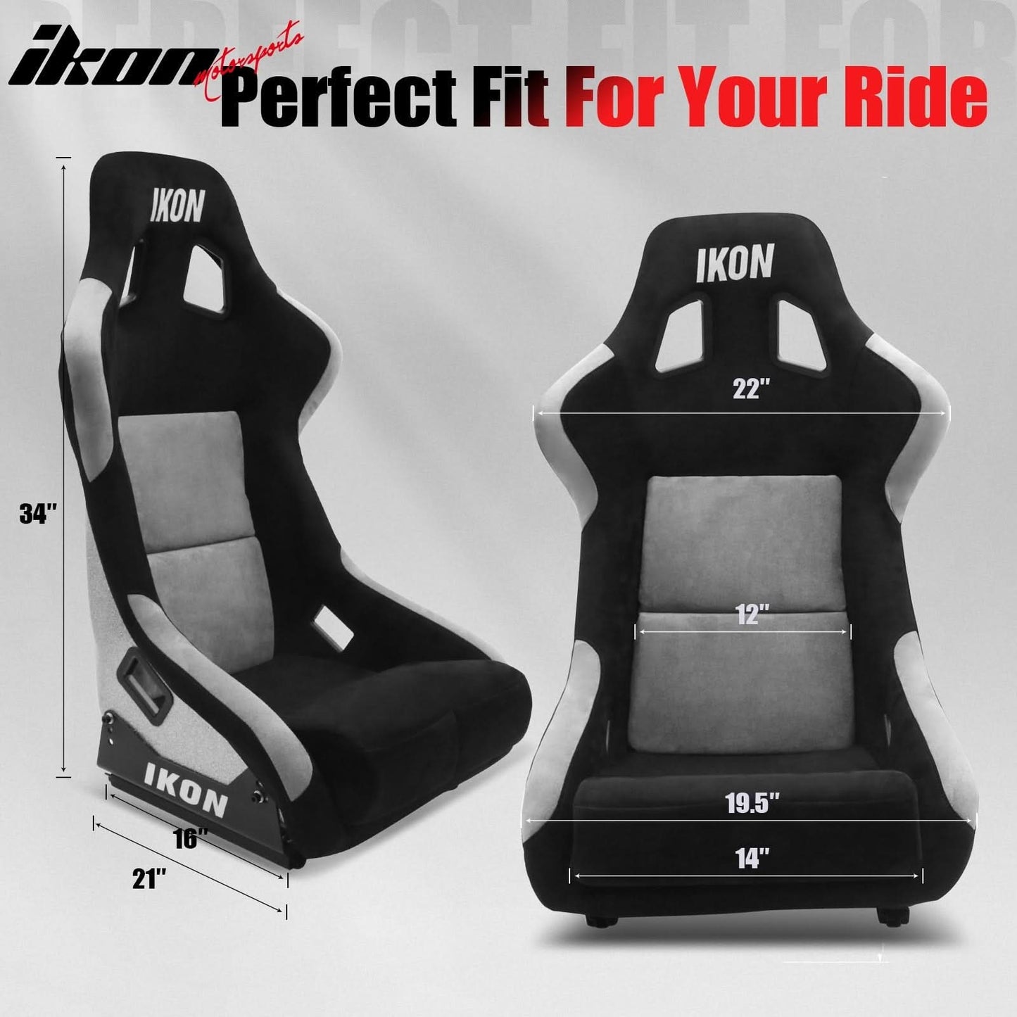 Universal Racing Bucket Seats W/ Slider 4 Point 2" Belt Harness Red