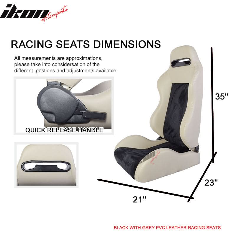 One Pair of Racing Seats Black Gray w/ Slider