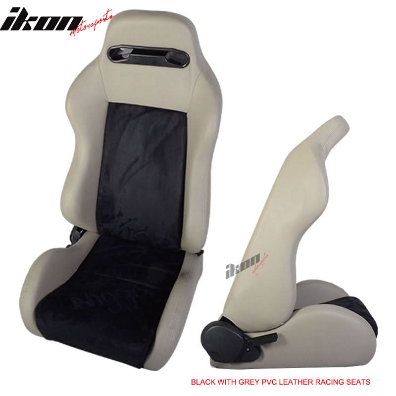 One Pair of Racing Seats Black Gray w/ Slider