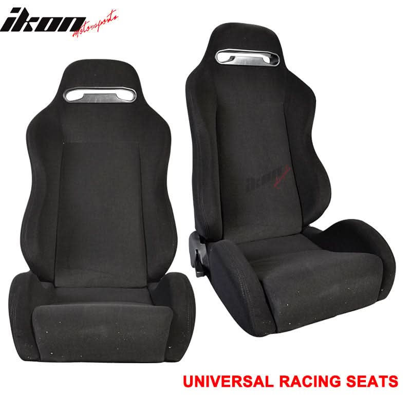 Universal Rco Cloth All Black Racing Seats(Pair)