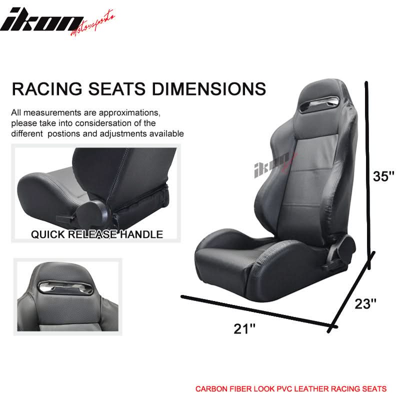 Universal Pair Of Racing Seats CF Print PVC Leather