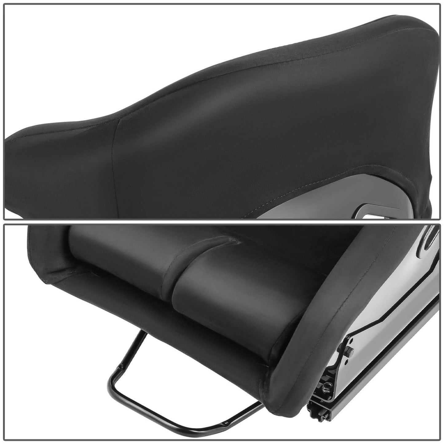 Universal Black Suede Racing Seat with Double Slider - FRP