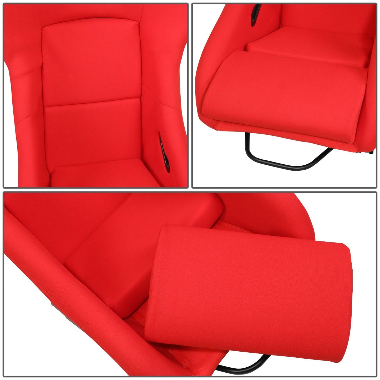 Racing Bucket Seat w/ Slider Red Fabric FRP