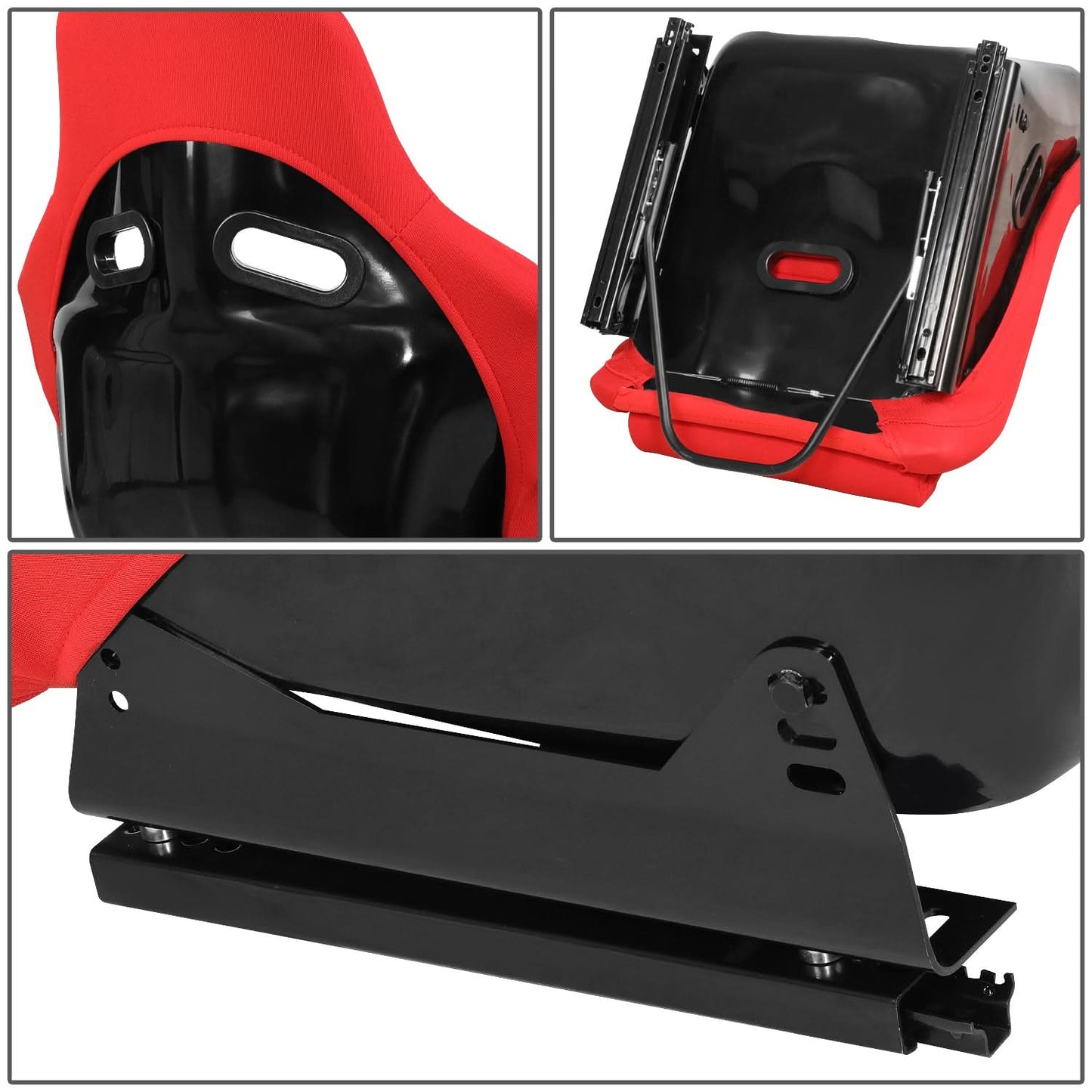 Racing Bucket Seat w/ Slider Red Fabric FRP