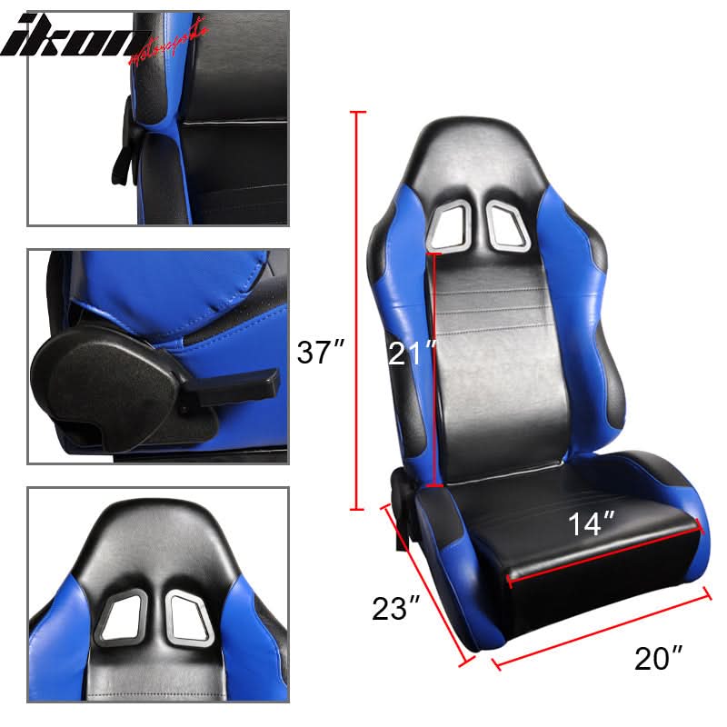 Universal Black Blue PVC Leather Passenger Side Racing Seats Slider