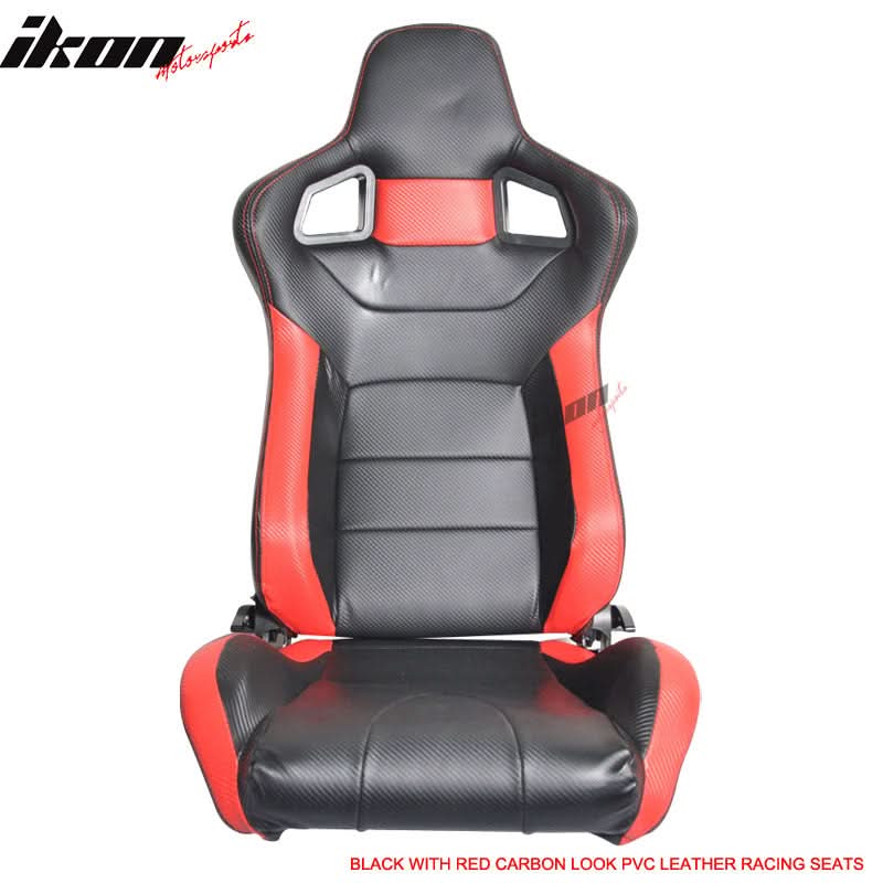 Universal JDM Sport Black Red Racing Seats Carbon Fiber Print